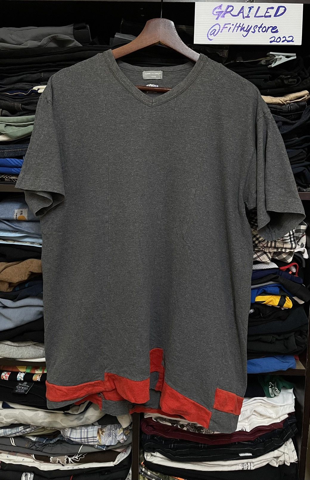 image of Comme Des Garcons Homme Plus x Vintage Comme Des Garcons Homme Vintage Tee in Dark Grey (Size Large