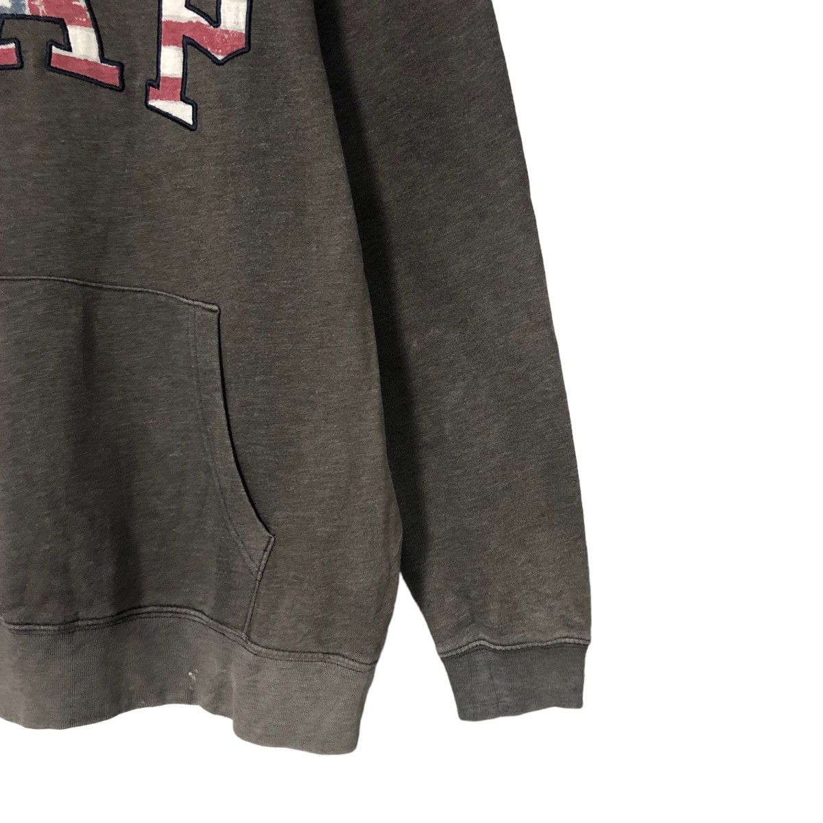 Vintage Gap Spell Out Big Logo Faded Black Hoodie Sweatshirt