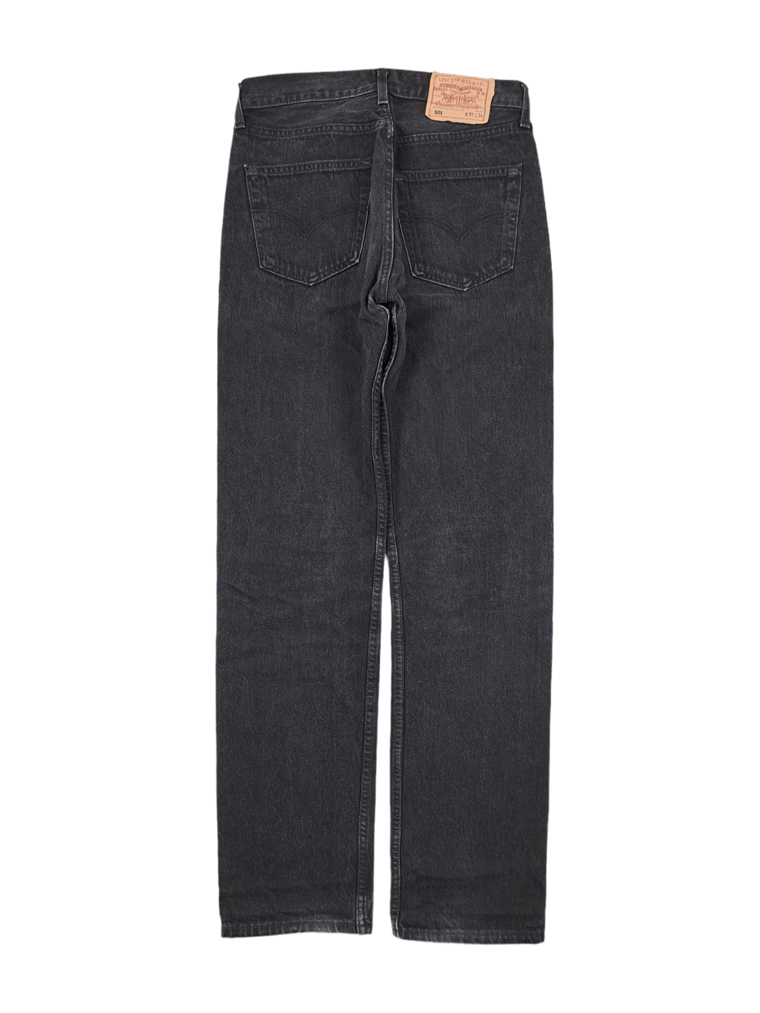 90's Vintage Levi's 501 31/34 Washed Black Straight Jeans