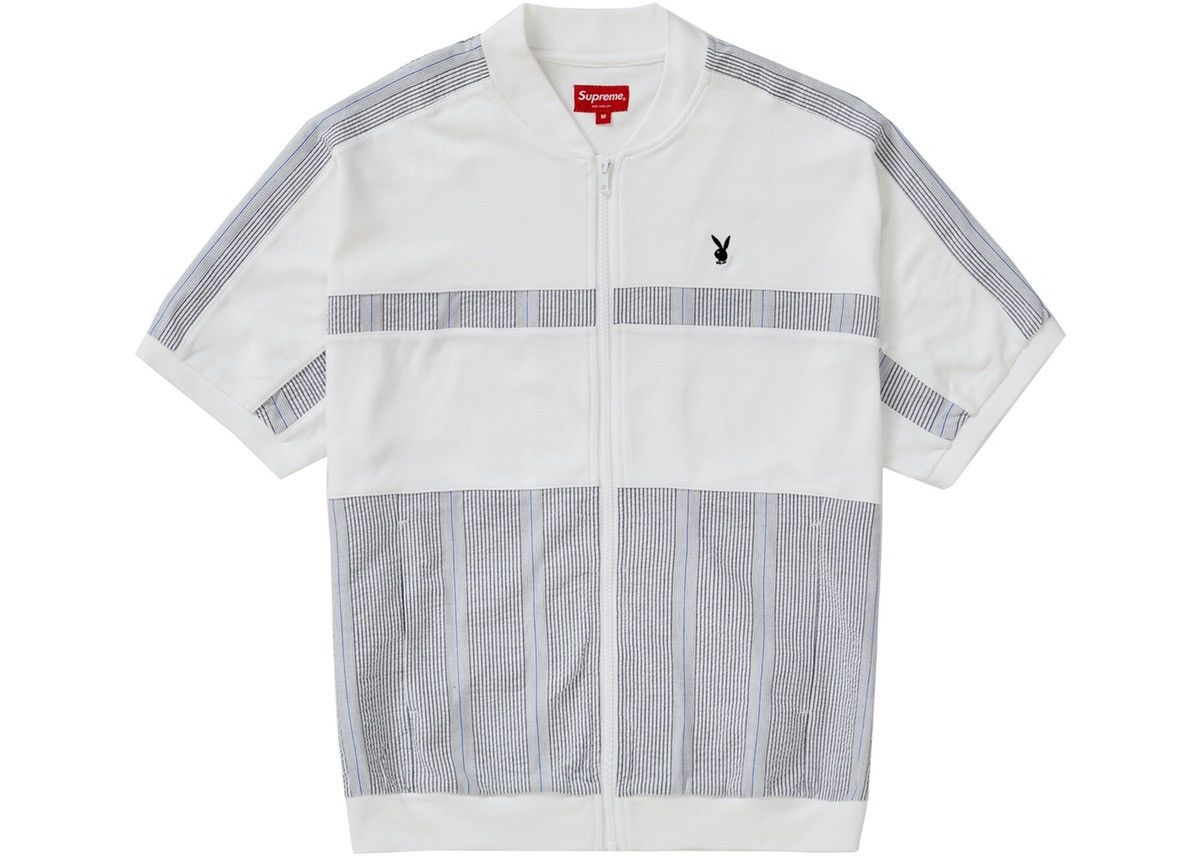 Supreme 23ss supreme gradient grid knit zip up polo white | Grailed