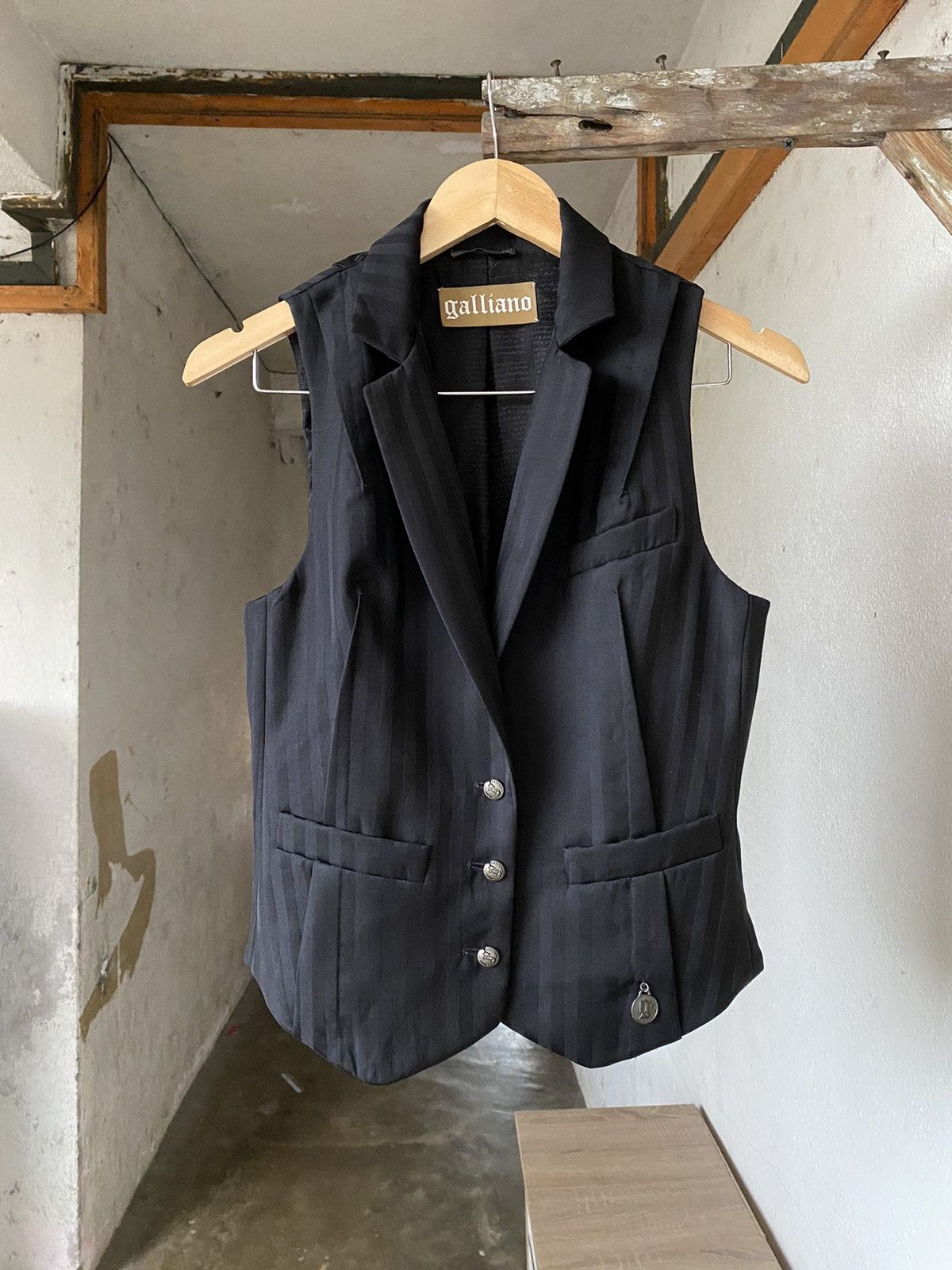image of Italian Designers x John Galliano Vintage Galliano By John Galliano Seditionaries Vest in Black (Si