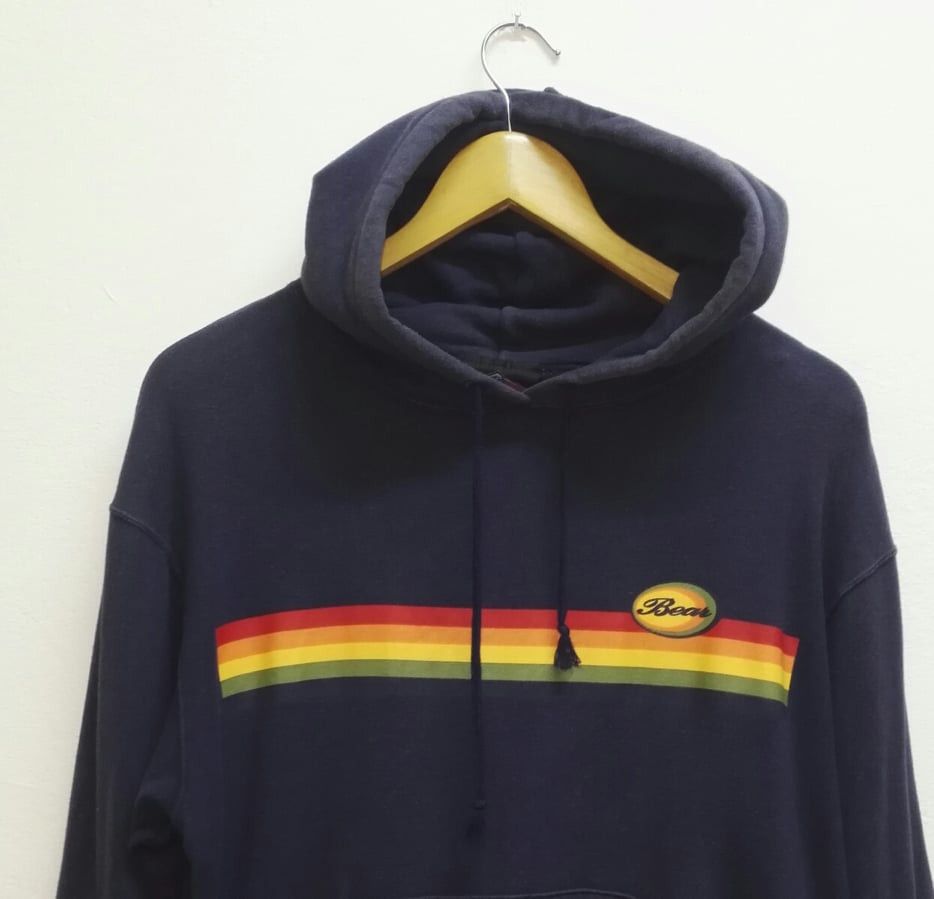 Japanese Brand Rare🔥 BEAR Hoodie Rainbow Line Made in Japan(c21) Size US L / EU 52-54 / 3 - 2 Thumbnail