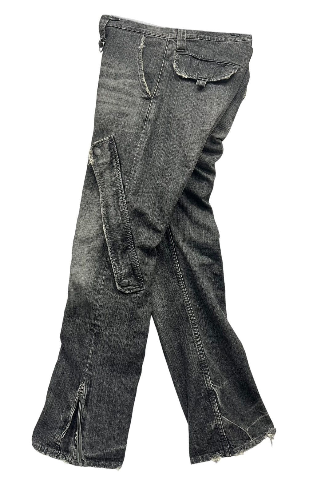 Japanese Brand × Vintage 🔫 Vintage SLOW GUN JAPAN Zipper Leg Flare Distressed Black Size US 32 / EU 48 - 1 Thumbnail