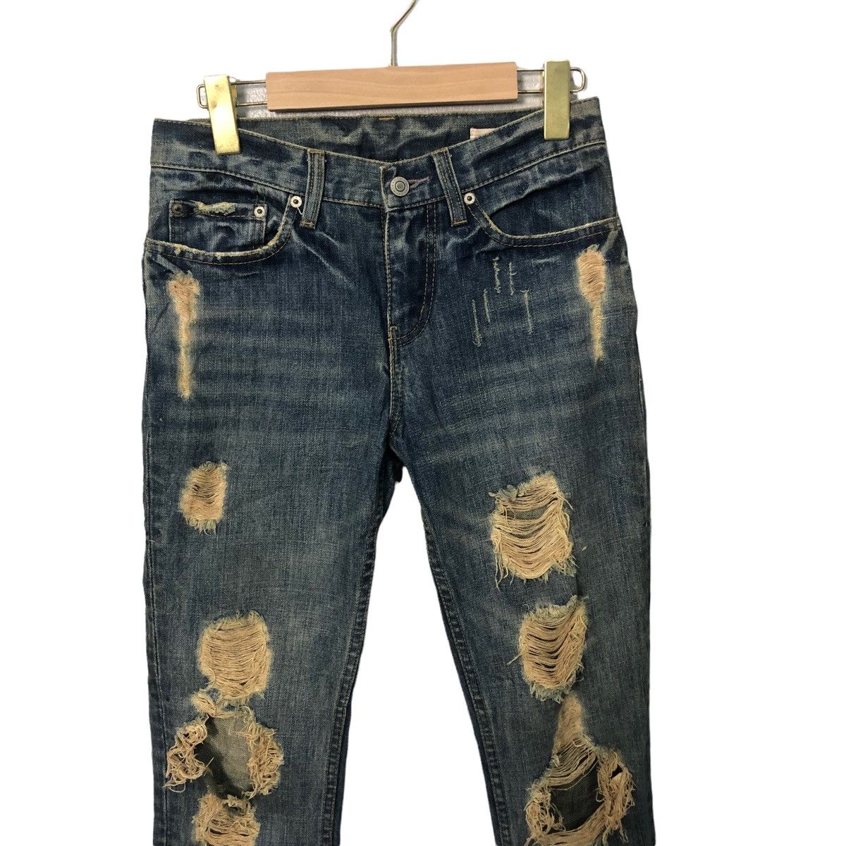 Japanese Brand Vintage Eap Denim Distressed Denim Pants W29 Size 29" - 2 Thumbnail