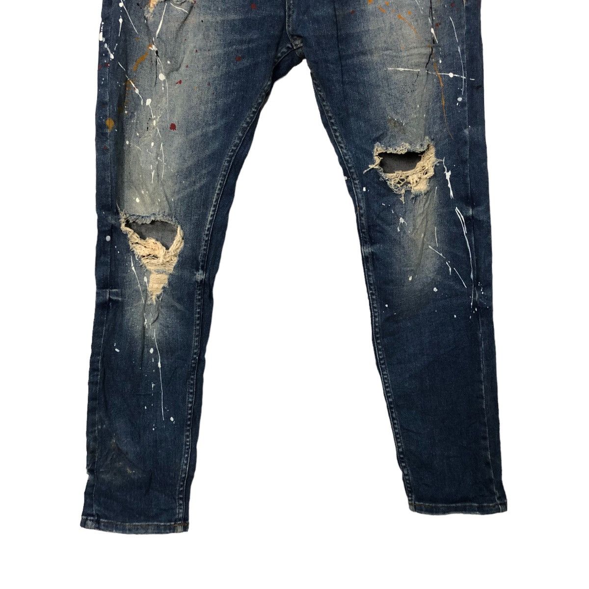 Vintage Vtg Zara Dirty Painter Skinny Distressed Denim Pants W31 Size US 31 - 3 Thumbnail