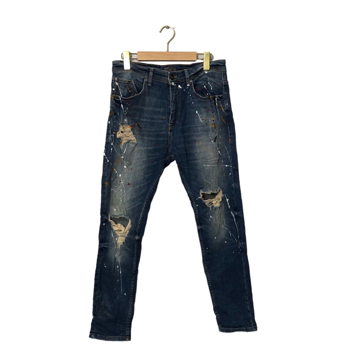 Vintage Vtg Zara Dirty Painter Skinny Distressed Denim Pants W31 Size US 31 - 1 Thumbnail