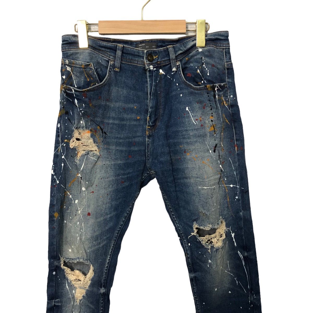 Vintage Vtg Zara Dirty Painter Skinny Distressed Denim Pants W31 Size US 31 - 2 Thumbnail
