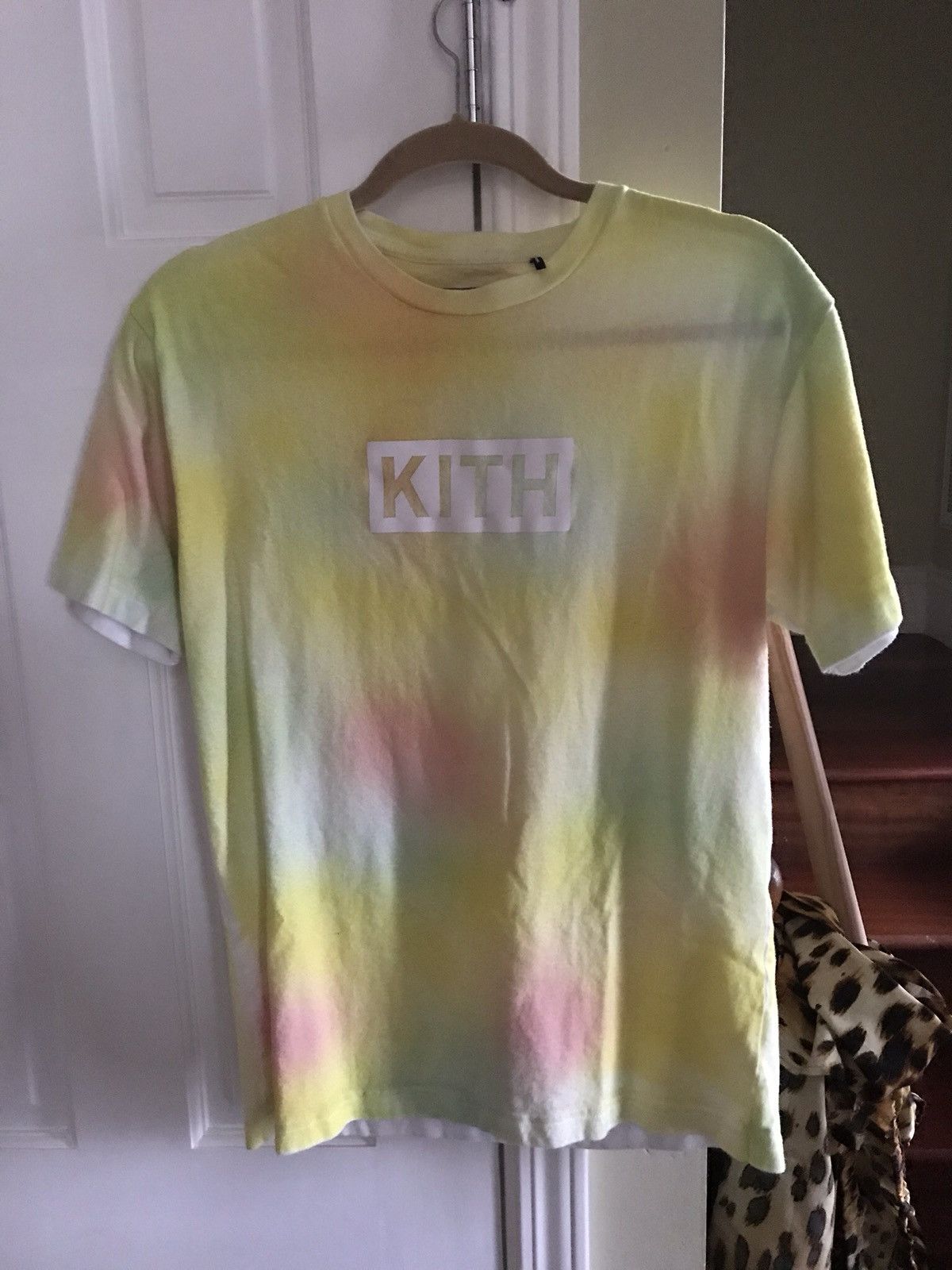 image of Ss18 Kith Tie Dye Yellow Box Logo Tee, Men's (Size Small)