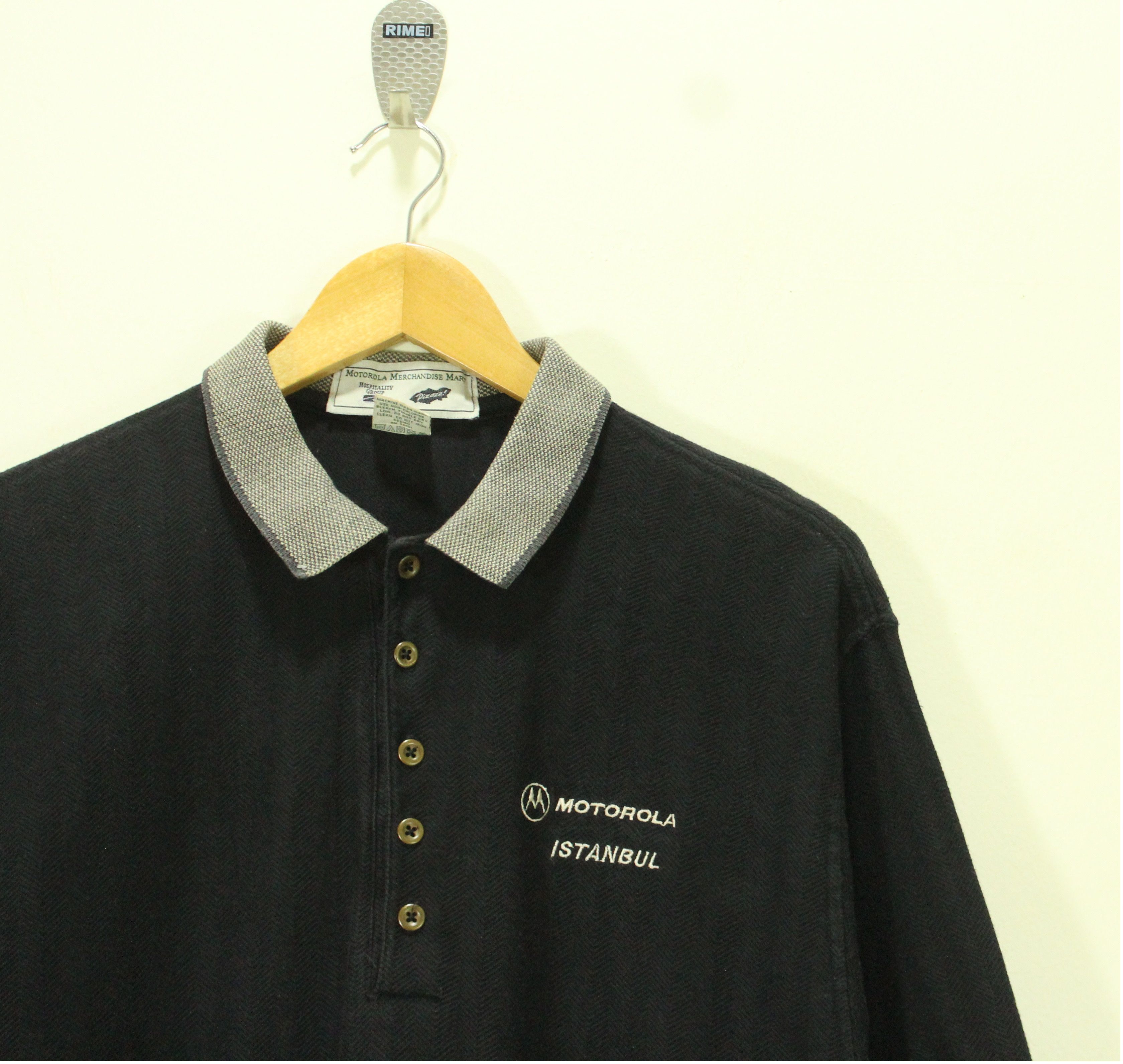 Motorola × Vintage Vintage 90s MOTOROLA T Shirt Herringbone Size US M / EU 48-50 / 2 - 1 Thumbnail