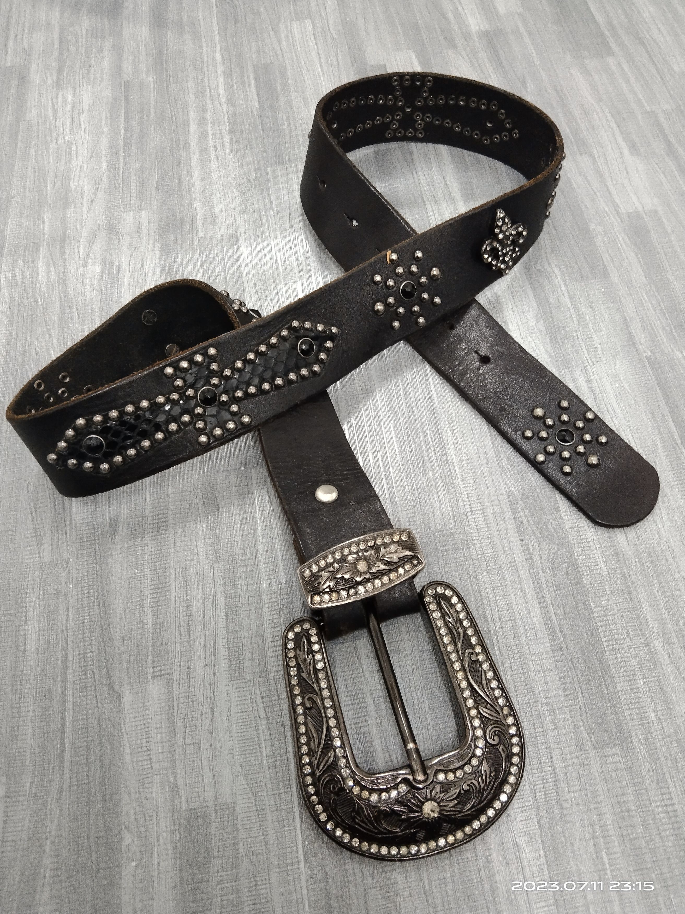 Leather CHROME HEARTS DESIGN DIAVLO SWAROVSKI STUDDED(SIZE 29-34) Size ONE SIZE - 2 Thumbnail