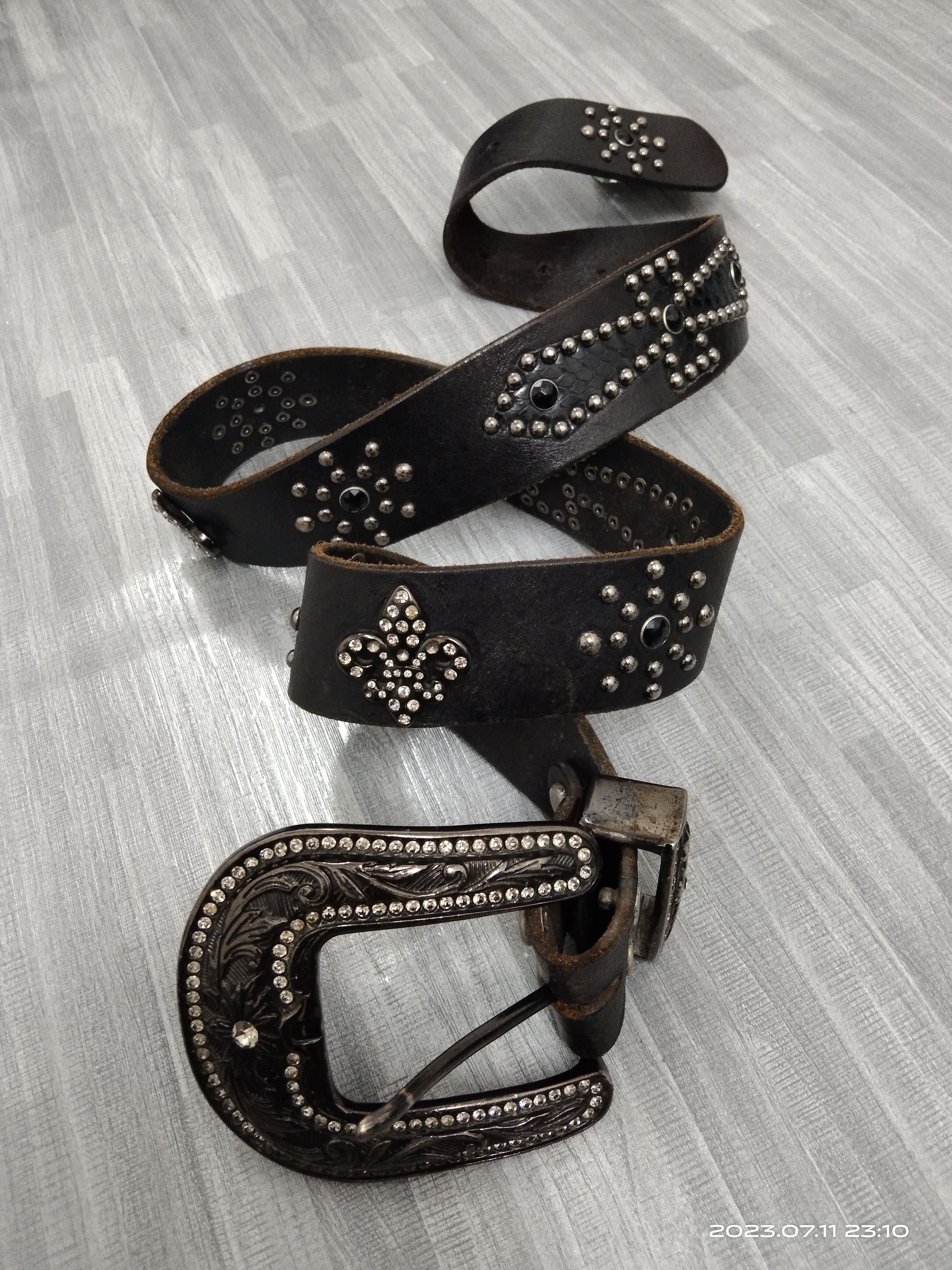 Leather CHROME HEARTS DESIGN DIAVLO SWAROVSKI STUDDED(SIZE 29-34) Size ONE SIZE - 3 Thumbnail
