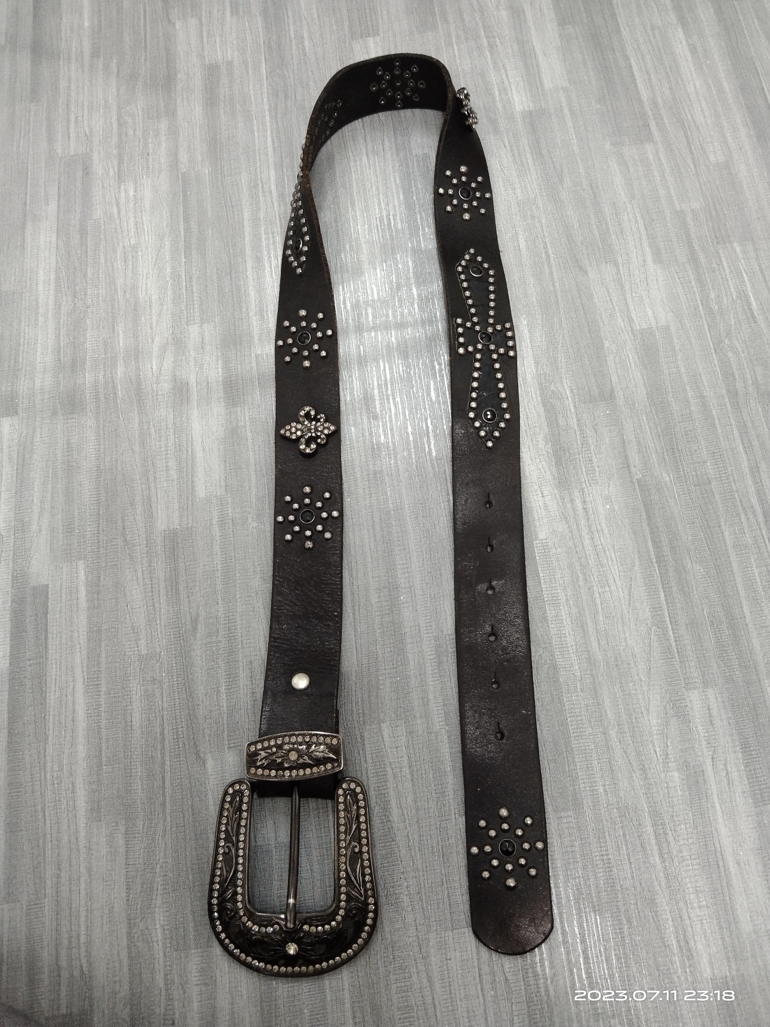 Leather CHROME HEARTS DESIGN DIAVLO SWAROVSKI STUDDED(SIZE 29-34) Size ONE SIZE - 4 Thumbnail
