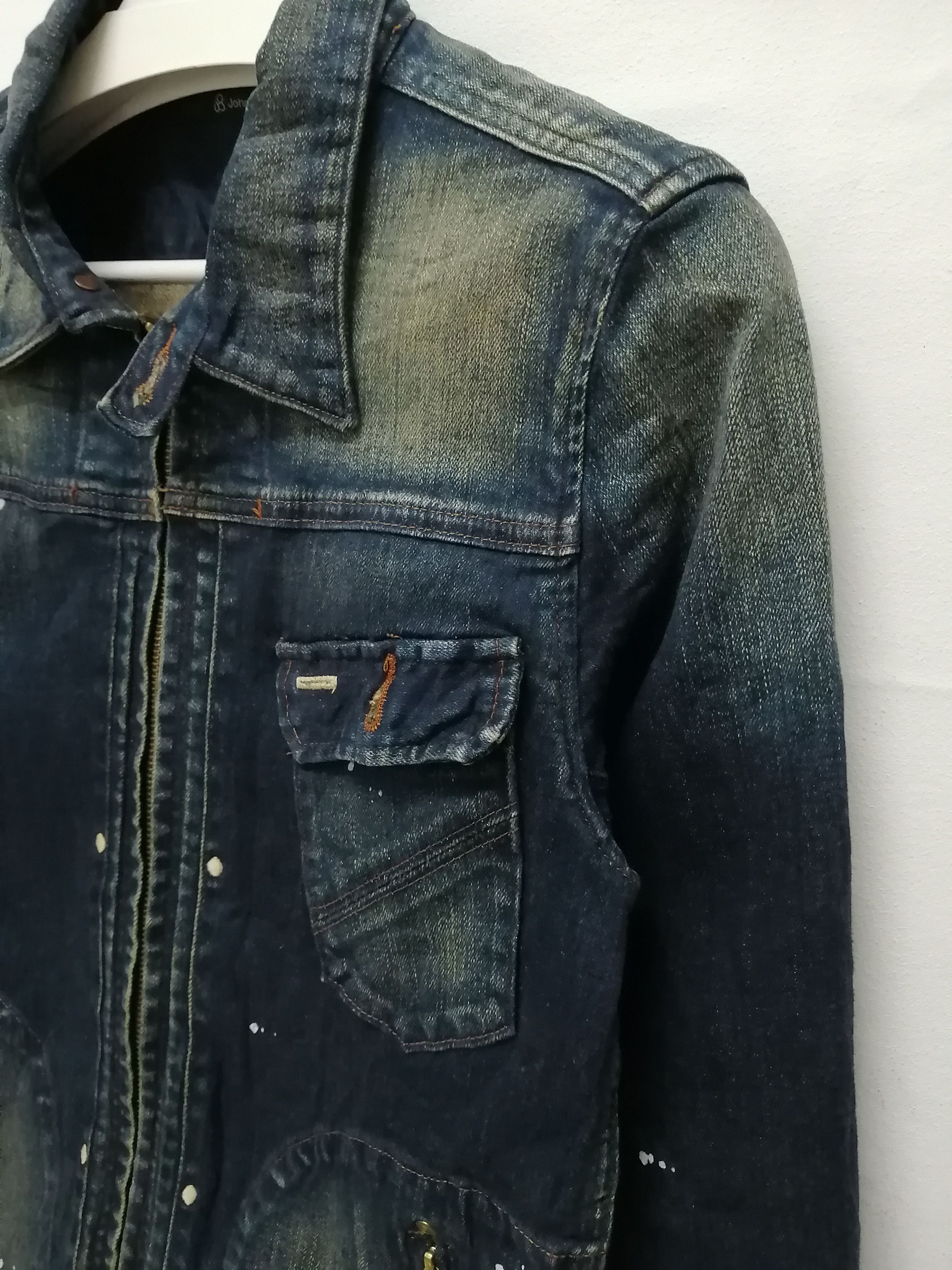 Johnbull JOHNBULL Paint Splatter Stretch Denim Jacket Size US S / EU 44-46 / 1 - 6 Thumbnail