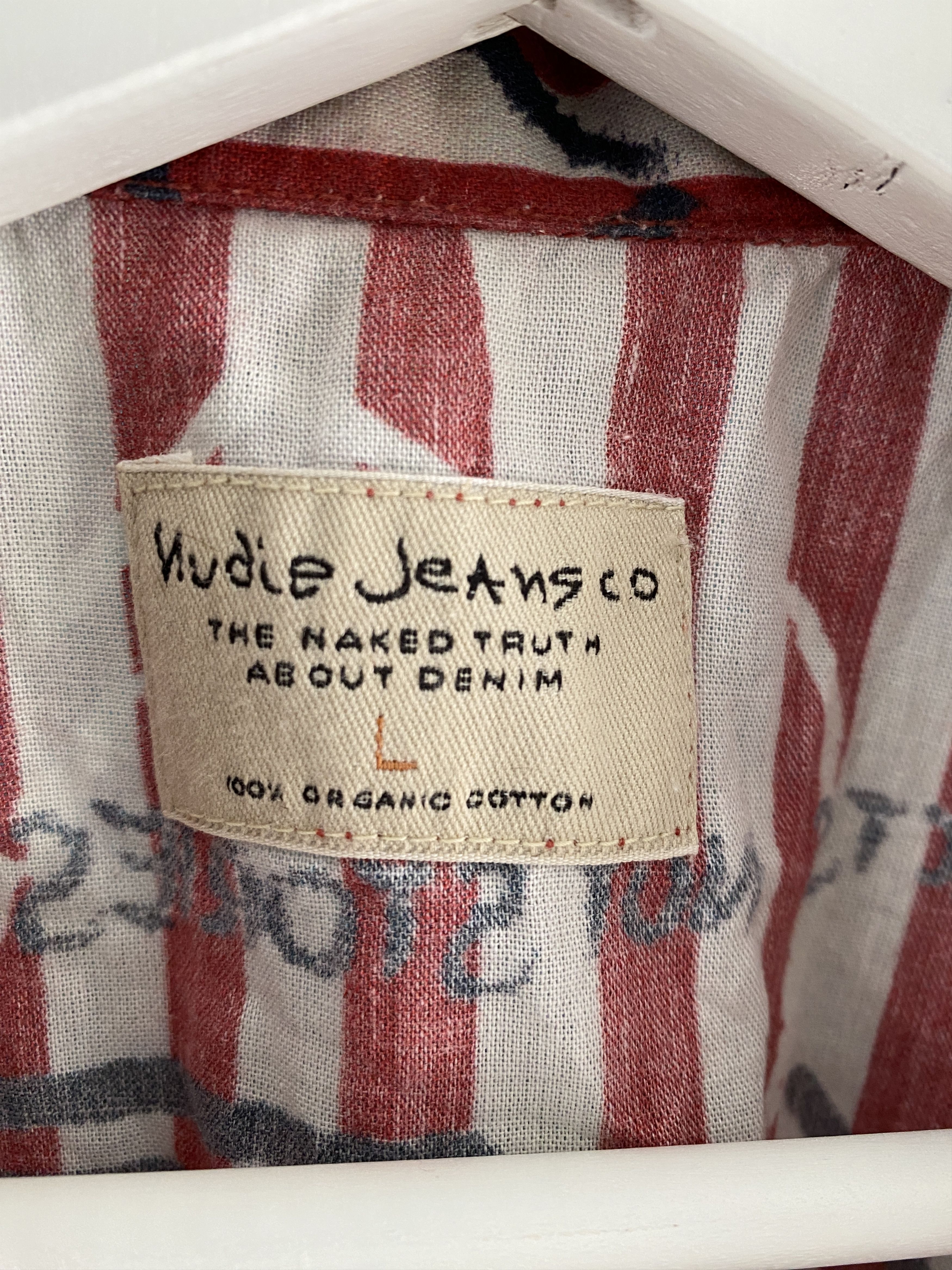 Nudie Jeans Nudie Jeans CO Brandon Graffiti Stripe SS shirt size L Size US L / EU 52-54 / 3 - 2 Thumbnail