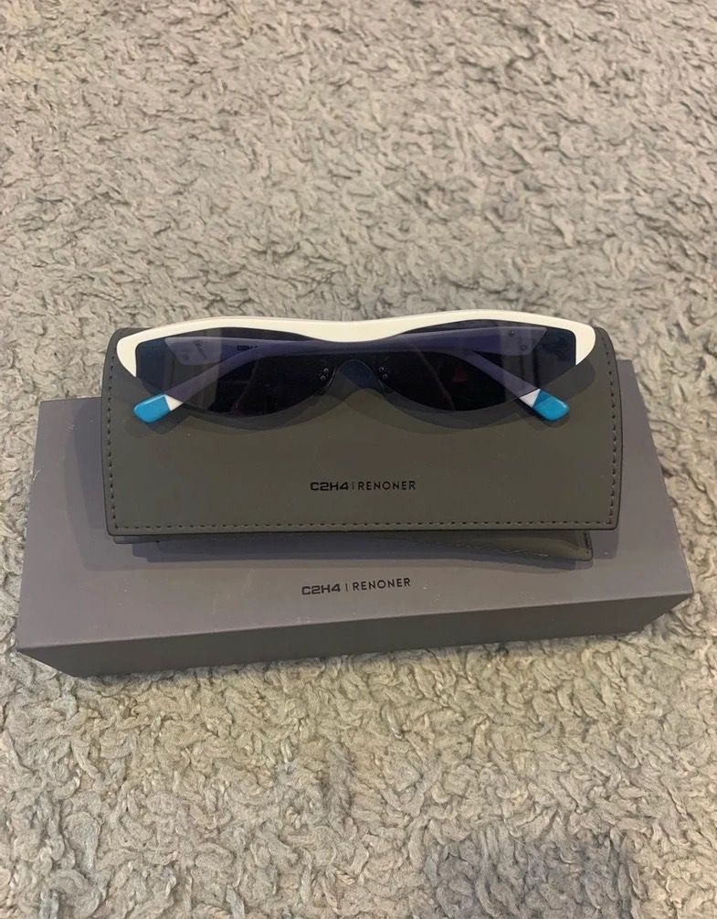 Pre-owned C2h4 Modular Renoner Sunglasses With Attachment In White