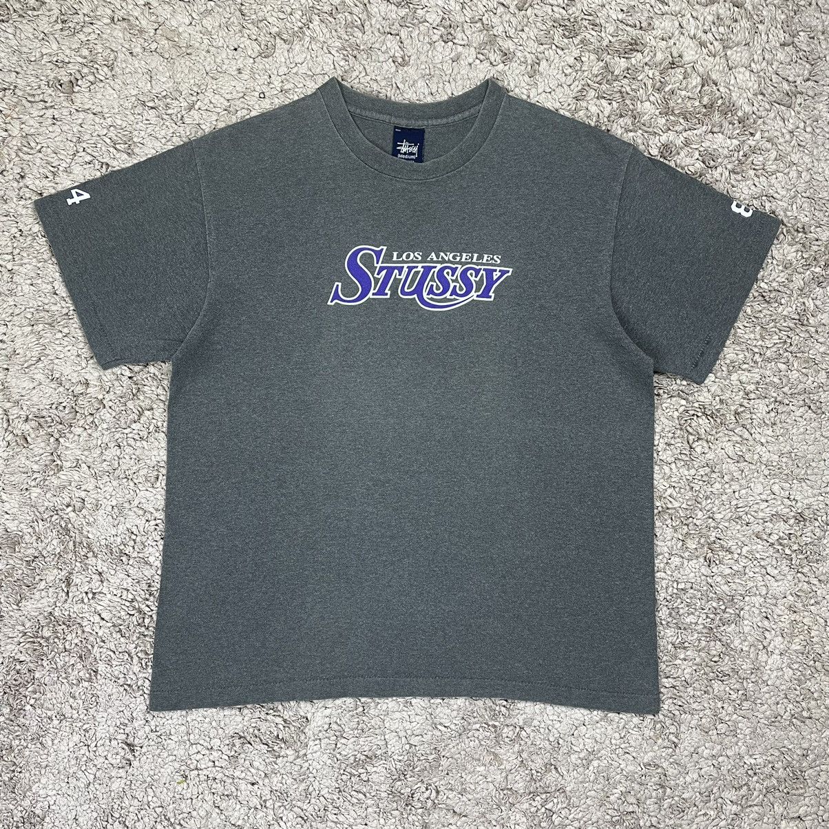 image of Stussy Ripoff La Lakers T-Shirt in Grey, Men's (Size Medium)