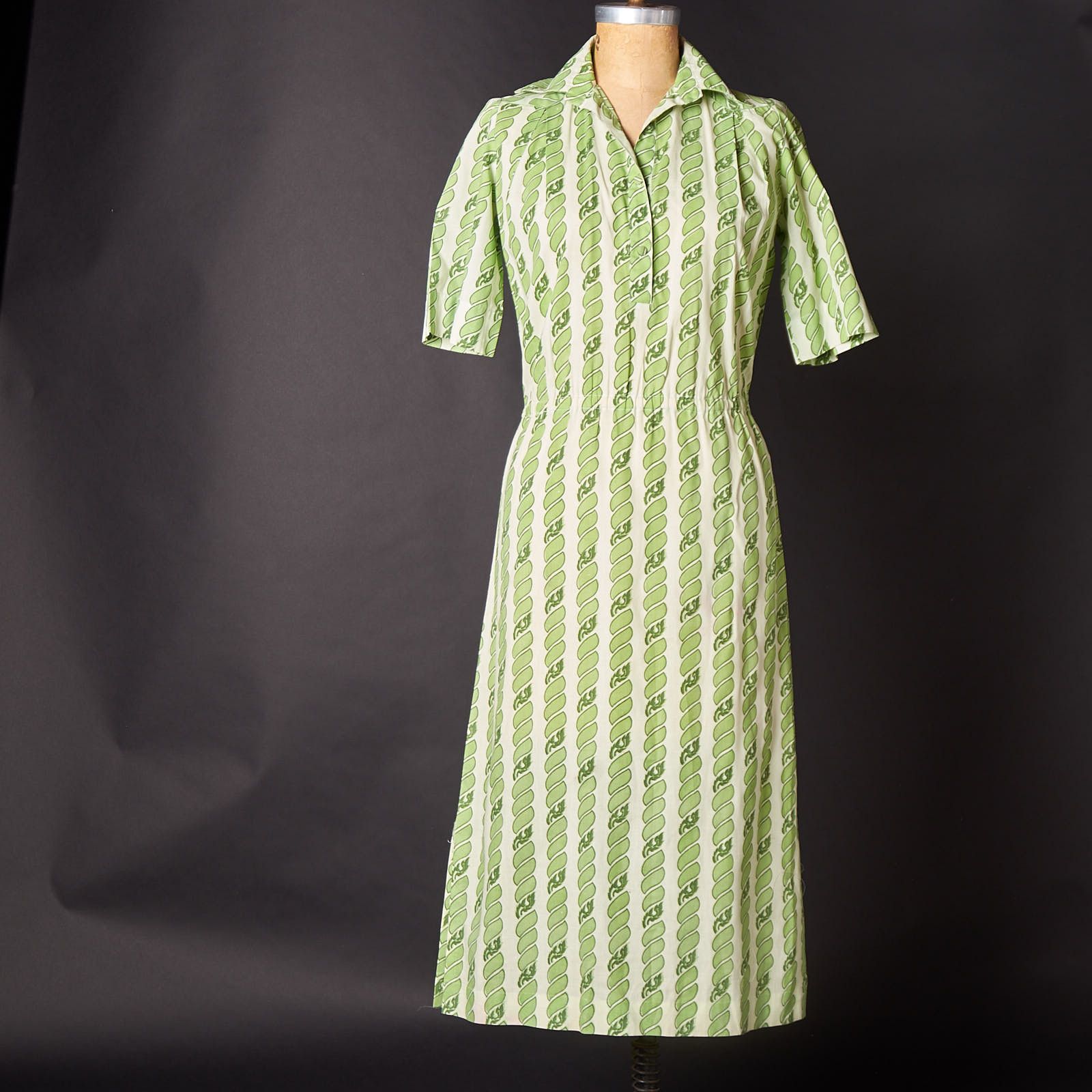 1970s Green House Dress