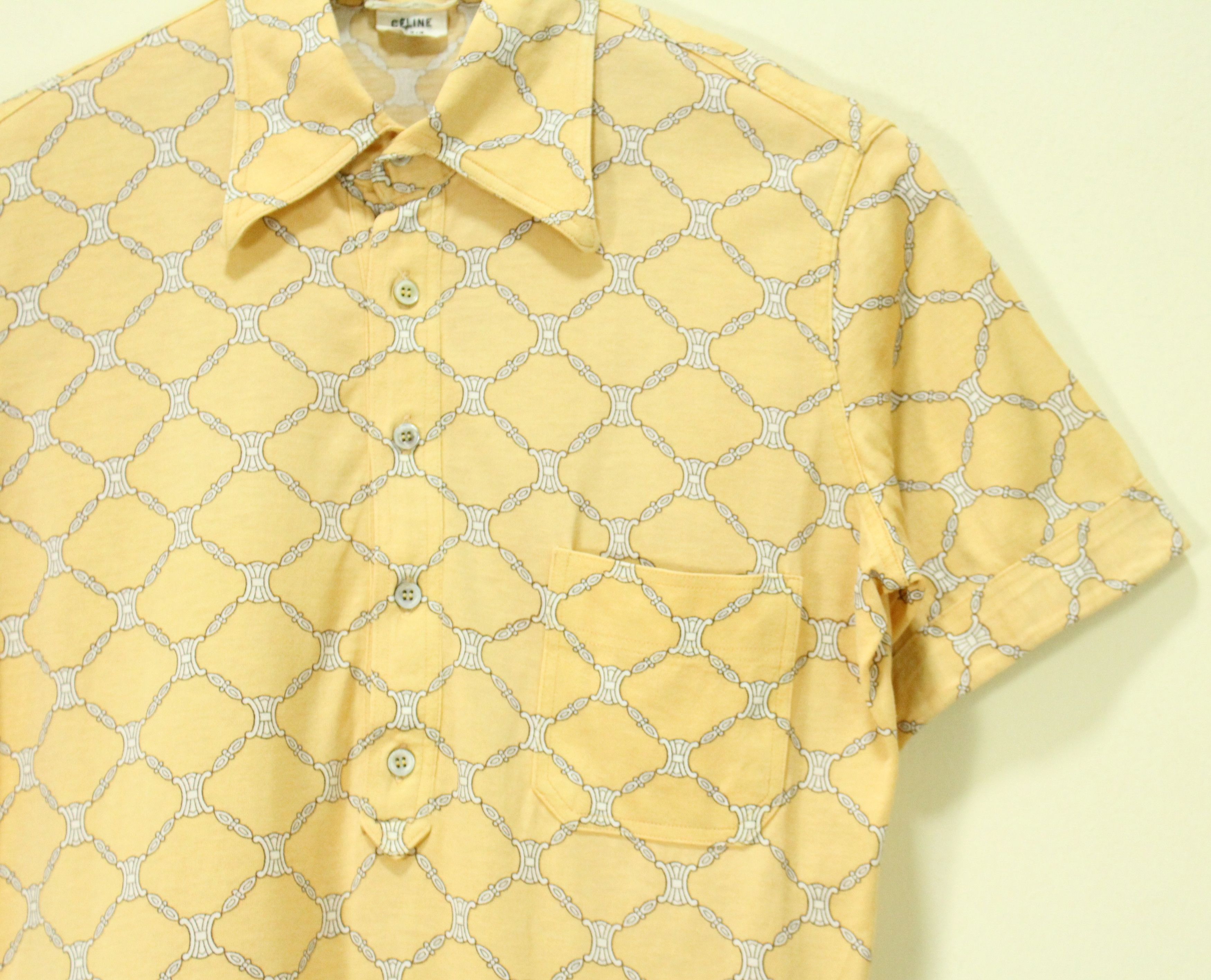 Celine Vintage CELINE Shirt Monogram Retro Collar Pocket Size L / US 10 / IT 46 - 1 Thumbnail
