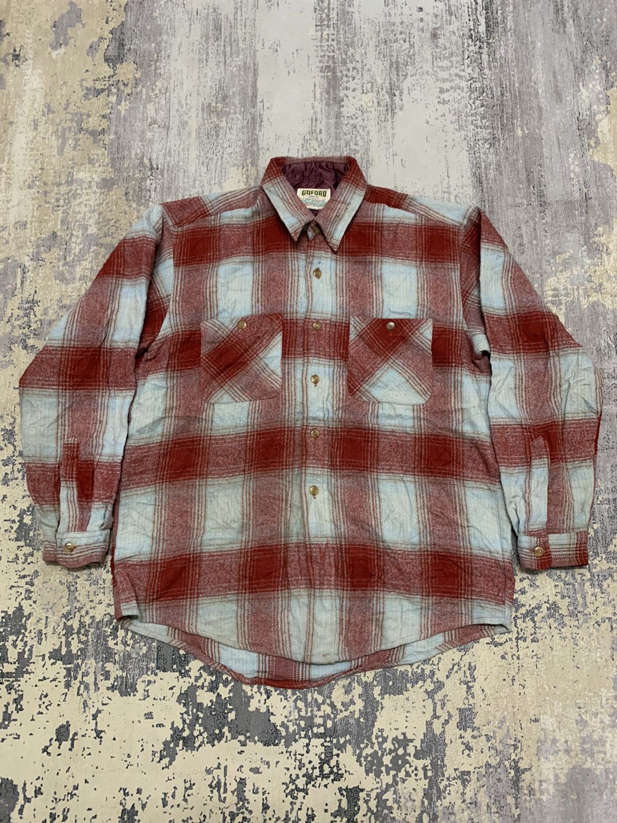 image of Vintage Red Shadow Plaid Flannel Shirt Medium in Plaid Red, Men's