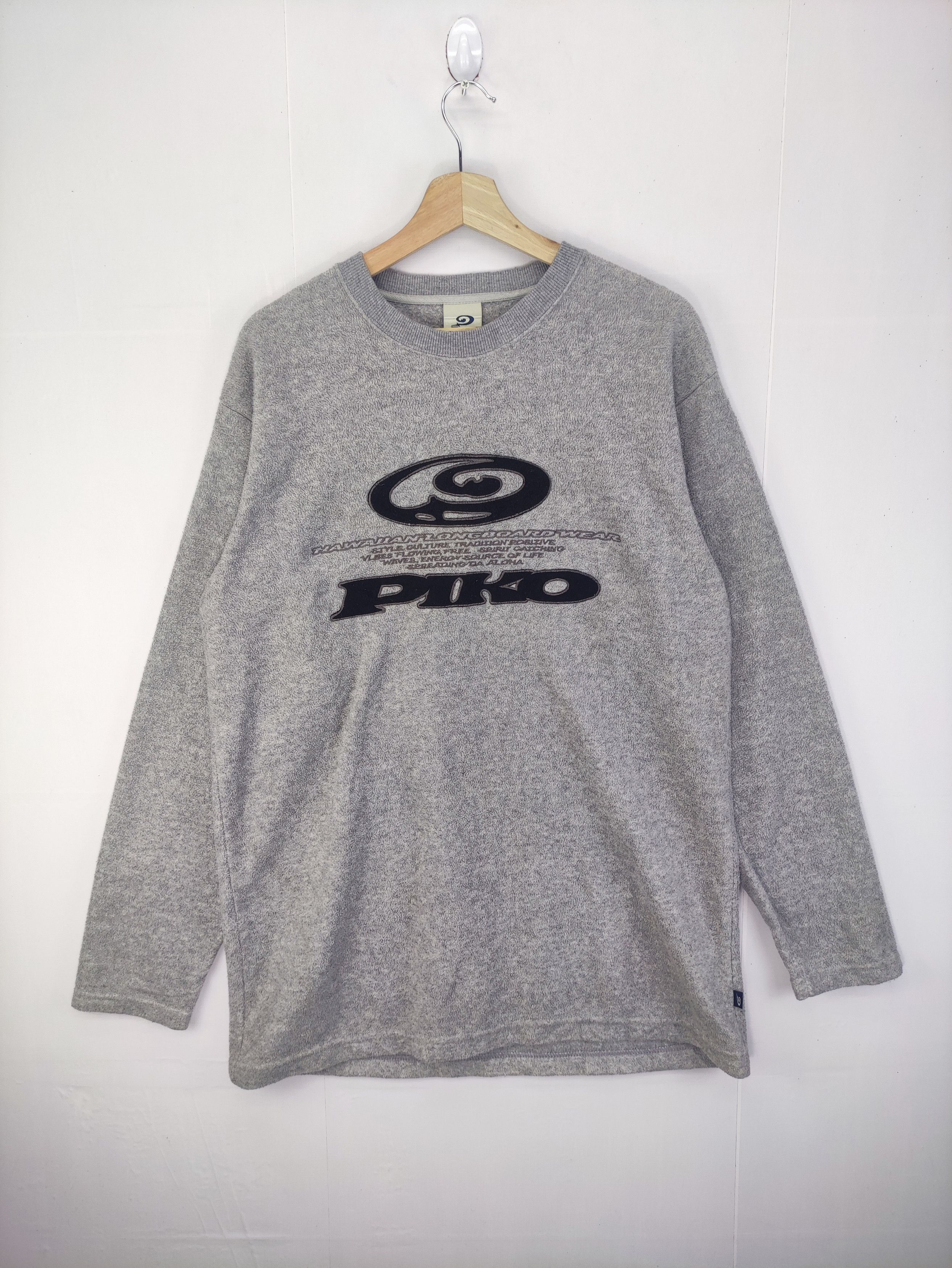 image of Vintage Piko Sweater Fleece in Grey, Men's (Size Medium)