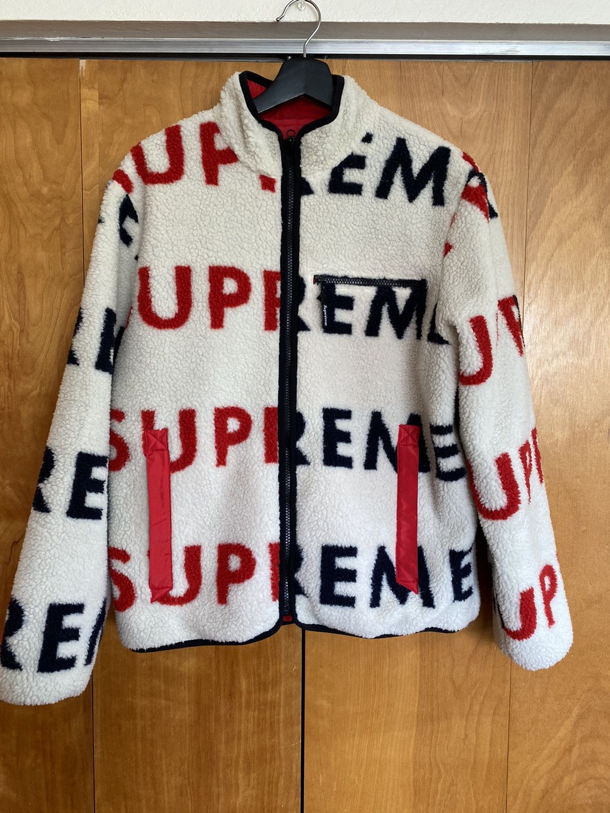 Supreme Supreme Reversible Logo Fleece Jacket Natural | Grailed