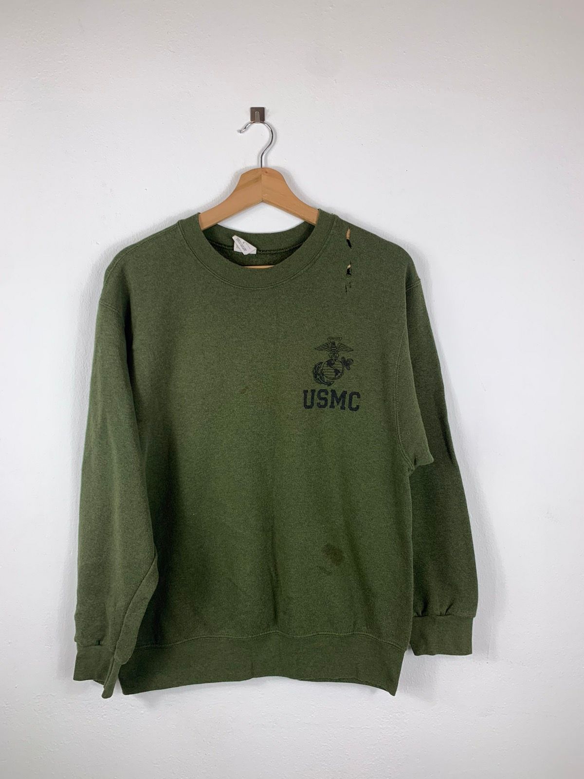 Pre-owned Made In Usa X Military Vintage 90's Military Usmc Distressed Made In Usa In Green