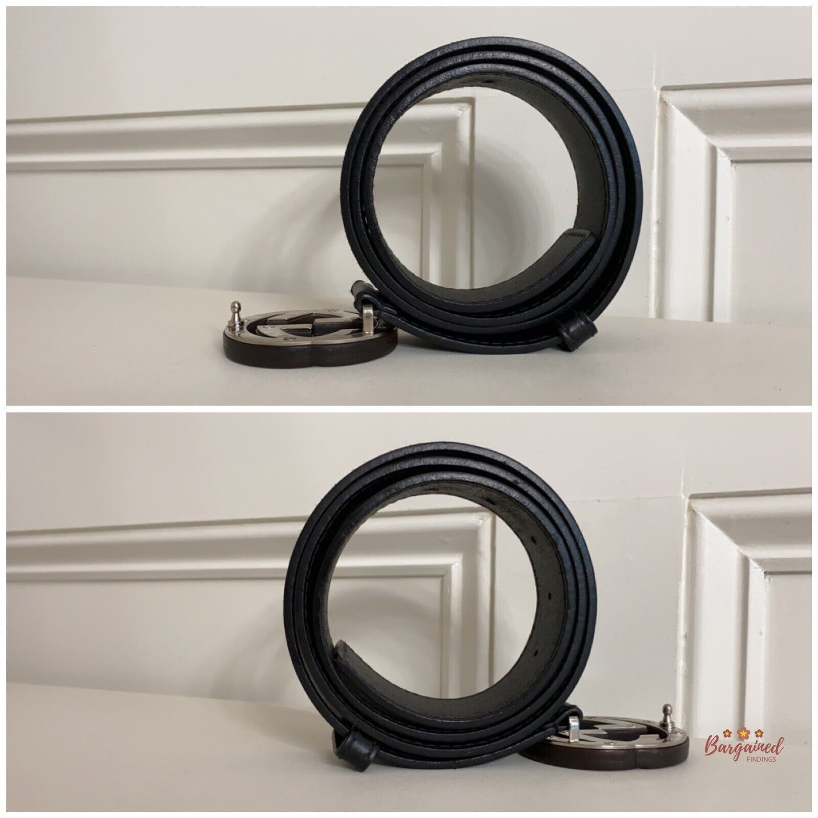 Gucci Gucci Black Leather Brown Bamboo Interlocking G Buckle Belt Size 34 - 8 Thumbnail
