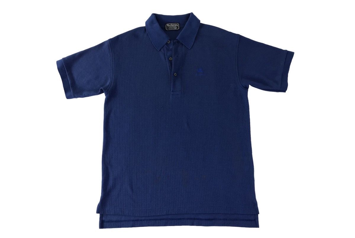 image of Burberrys Blue Plain Minimalist Emboidery Logo Design Polo, Men's (Size Large)