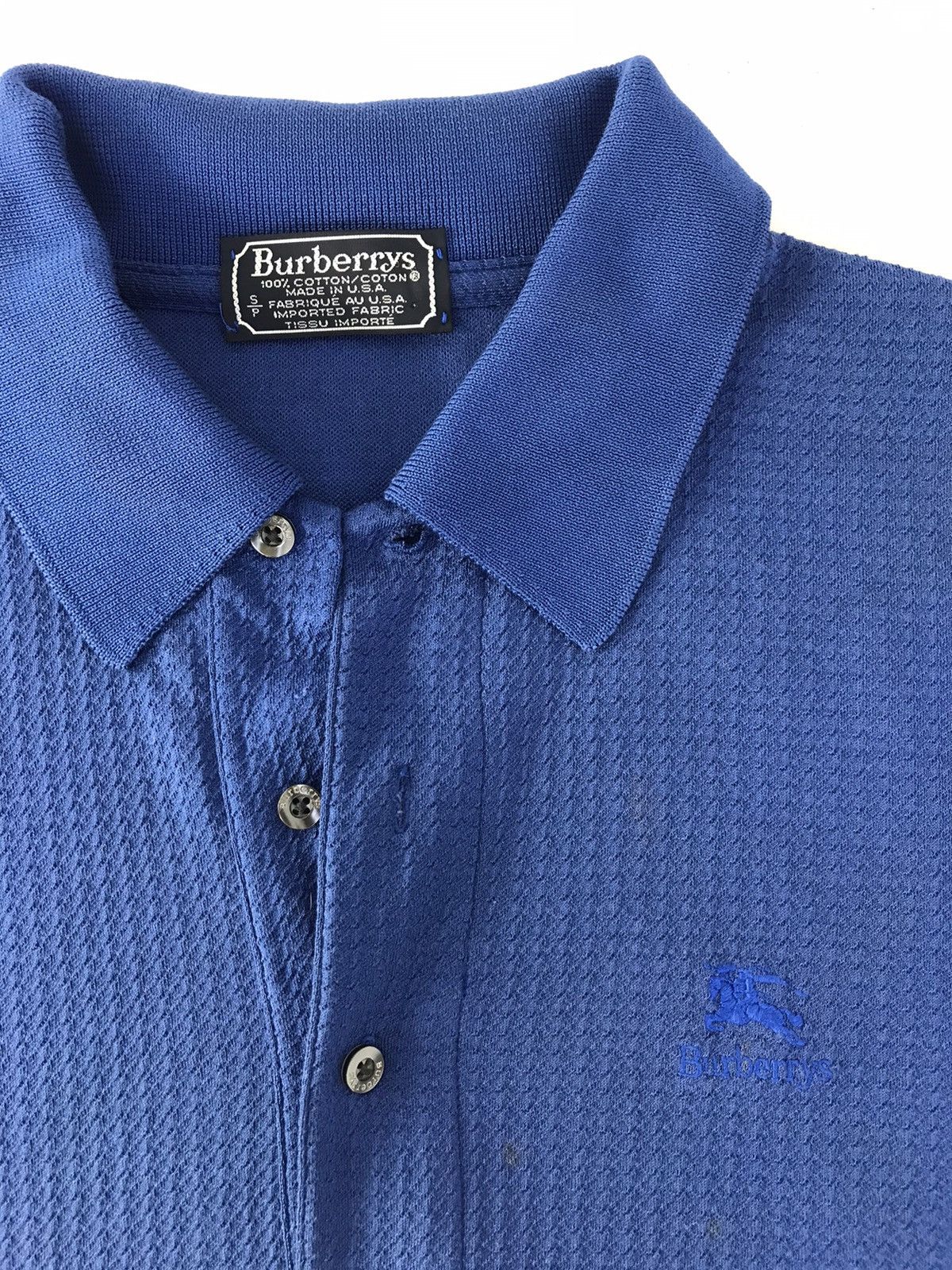 Burberry Burberrys Blue Plain Minimalist Emboidery Logo Design Polo Size US L / EU 52-54 / 3 - 4 Thumbnail