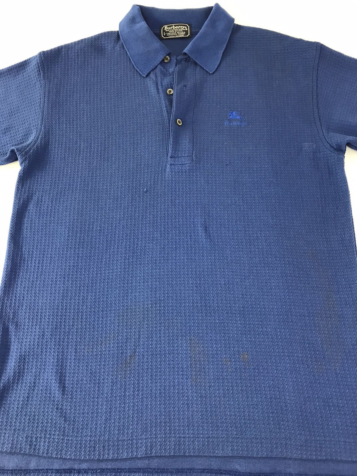 Burberry Burberrys Blue Plain Minimalist Emboidery Logo Design Polo Size US L / EU 52-54 / 3 - 3 Thumbnail