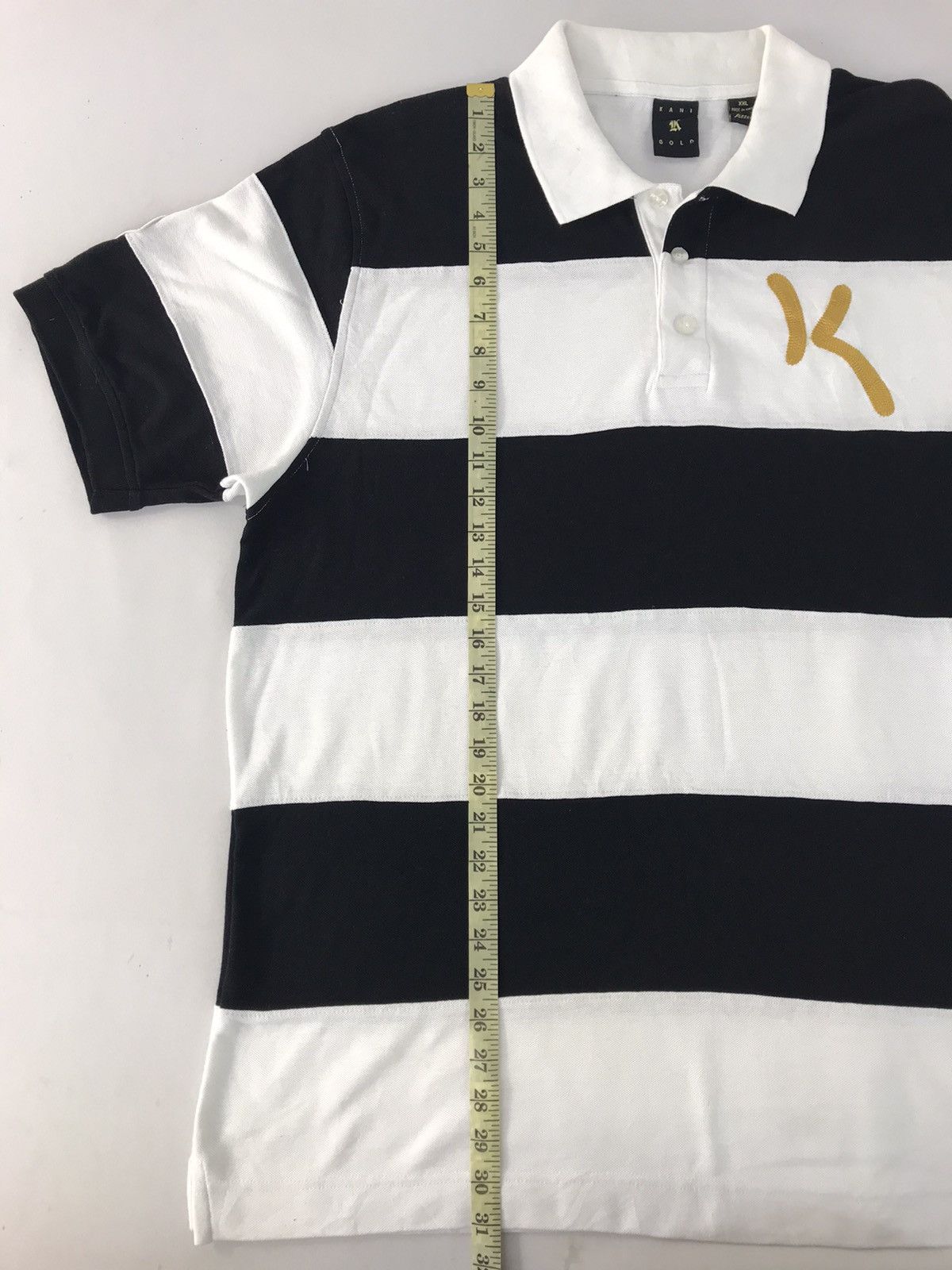 Karl Kani Karl Kani Gold Striped Colour Block White Black Polo Tee Size US XXL / EU 58 / 5 - 8 Thumbnail