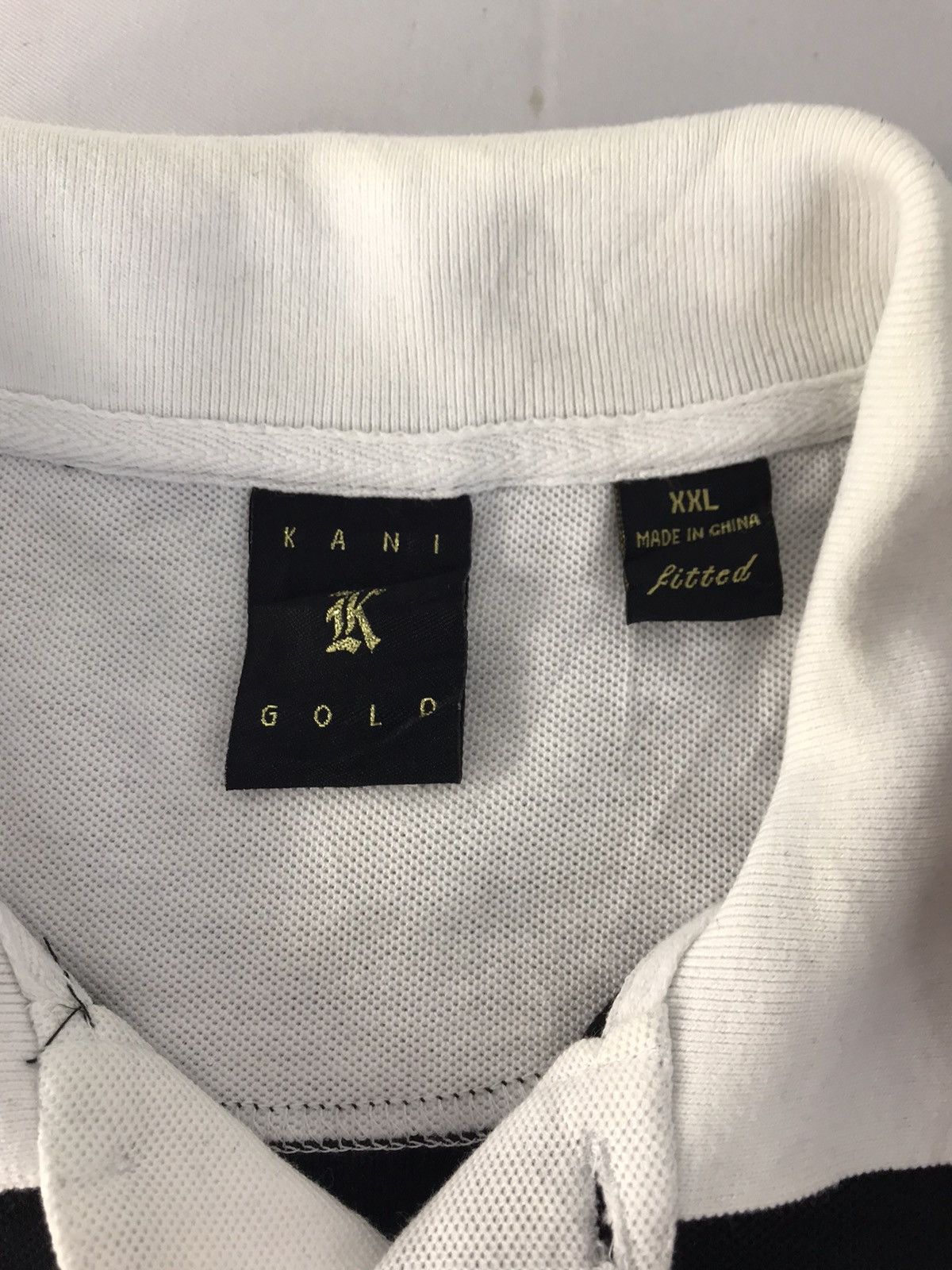 Karl Kani Karl Kani Gold Striped Colour Block White Black Polo Tee Size US XXL / EU 58 / 5 - 5 Thumbnail