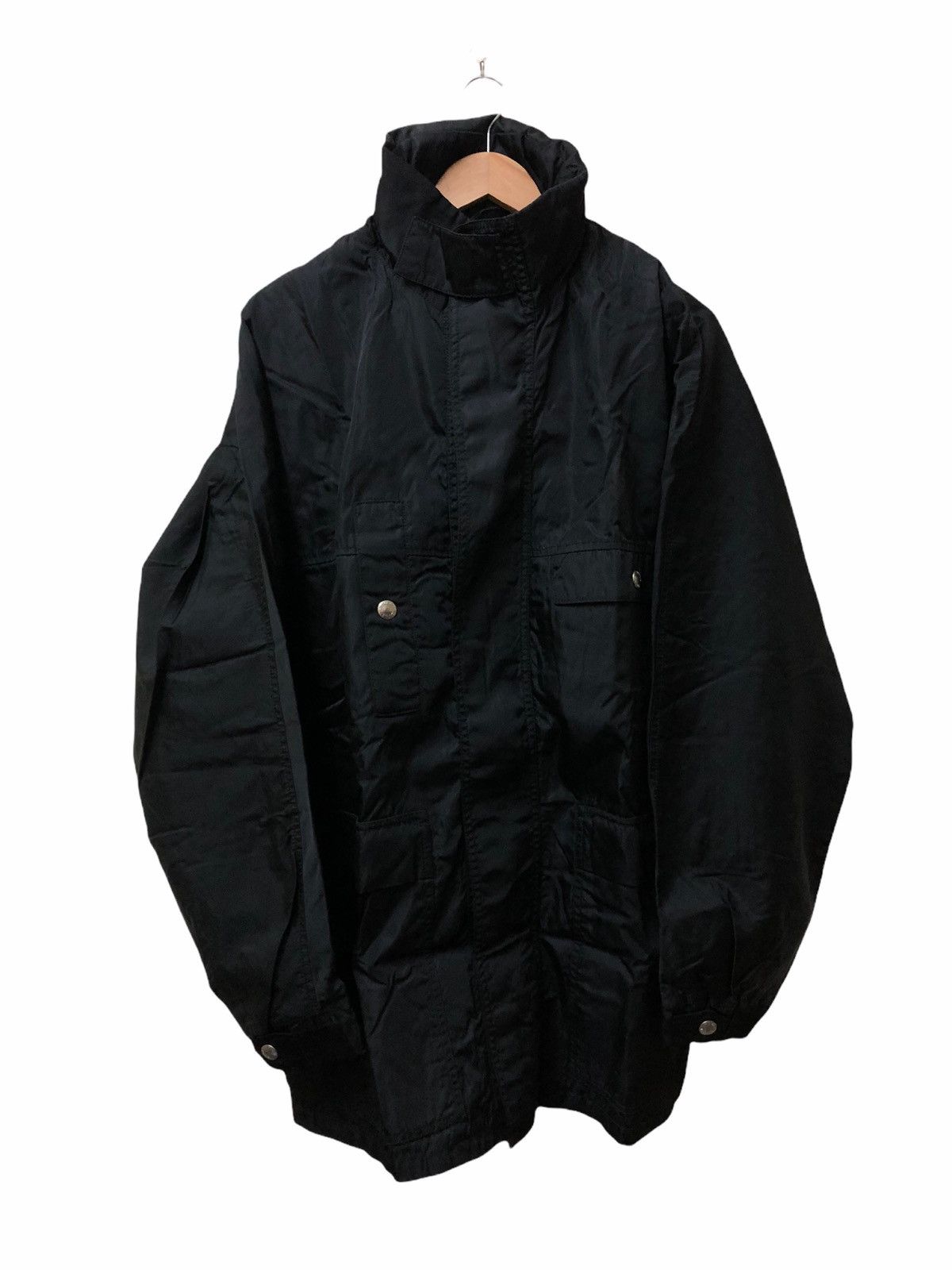 image of Prada Milano Long Raincoat With Hoddie in Black, Men's (Size Large)