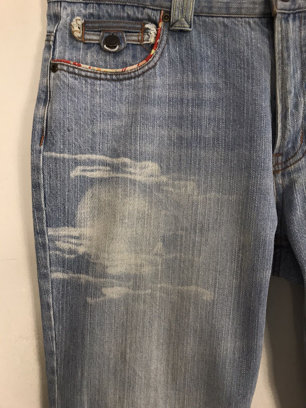 Japanese Brand × Vintage Vintage Printed Japanese Samurai Light Wash Jeans Design Size US 37 - 6 Thumbnail