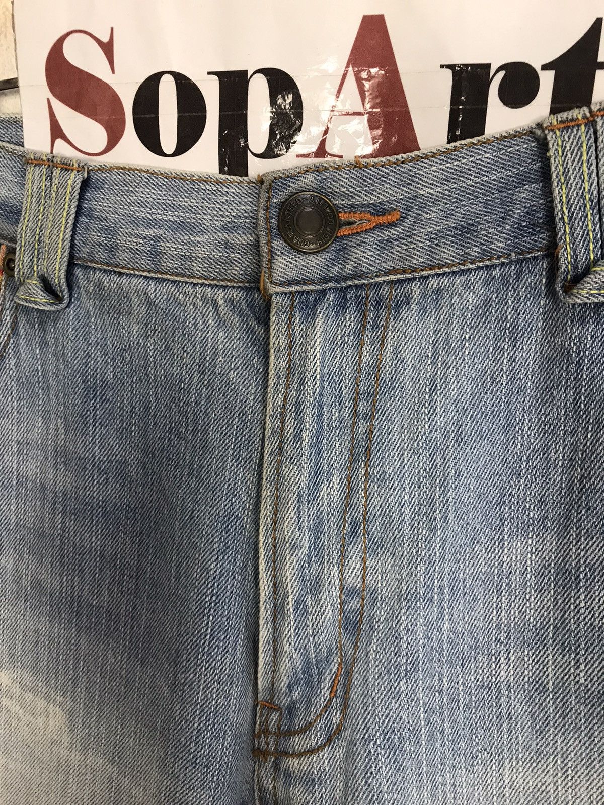 Japanese Brand × Vintage Vintage Printed Japanese Samurai Light Wash Jeans Design Size US 37 - 8 Thumbnail