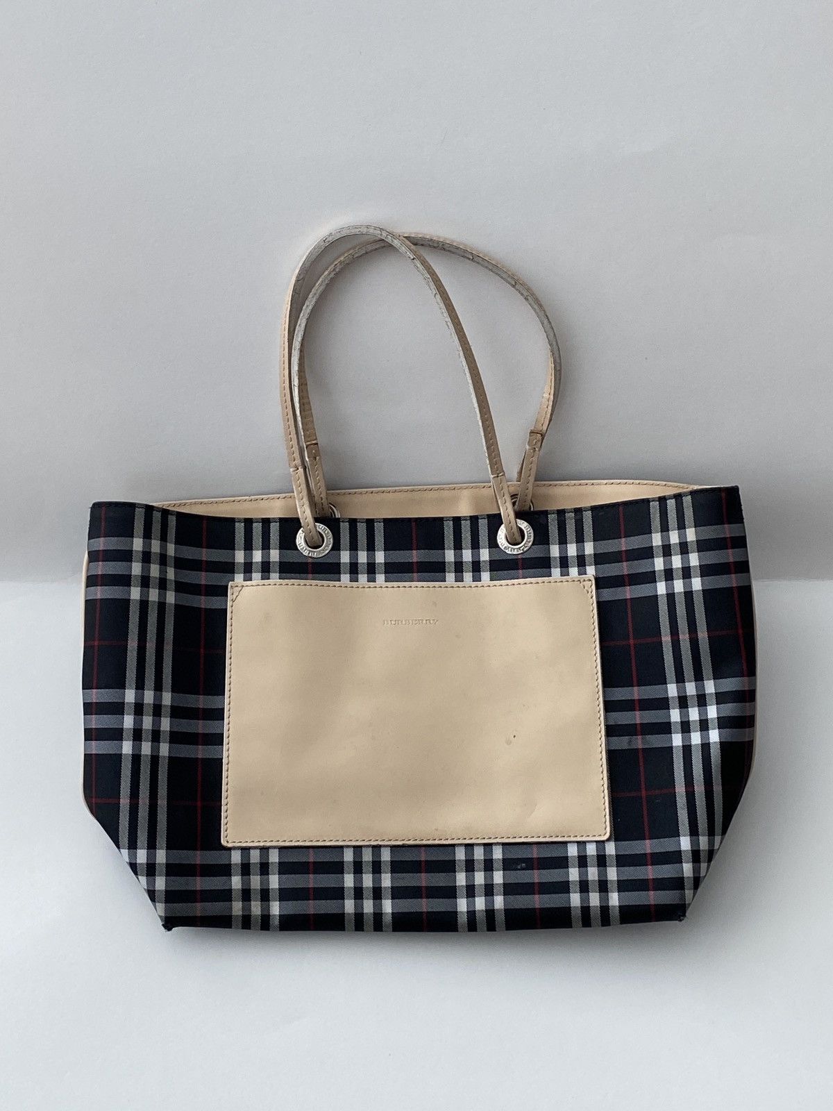 image of Burberry Tote Mini Bag in Plaid, Women's