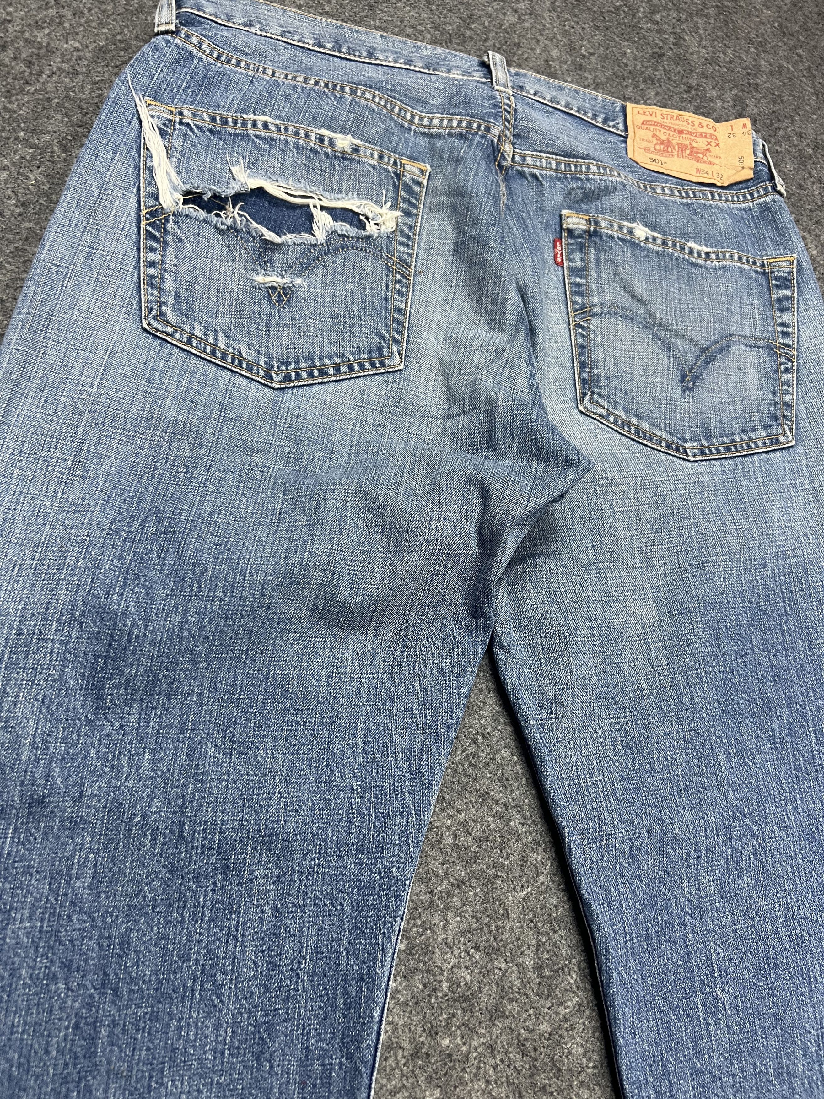 Levi's × Vintage Distressed Levis 501 jeans Size US 34 / EU 50 - 9 Thumbnail