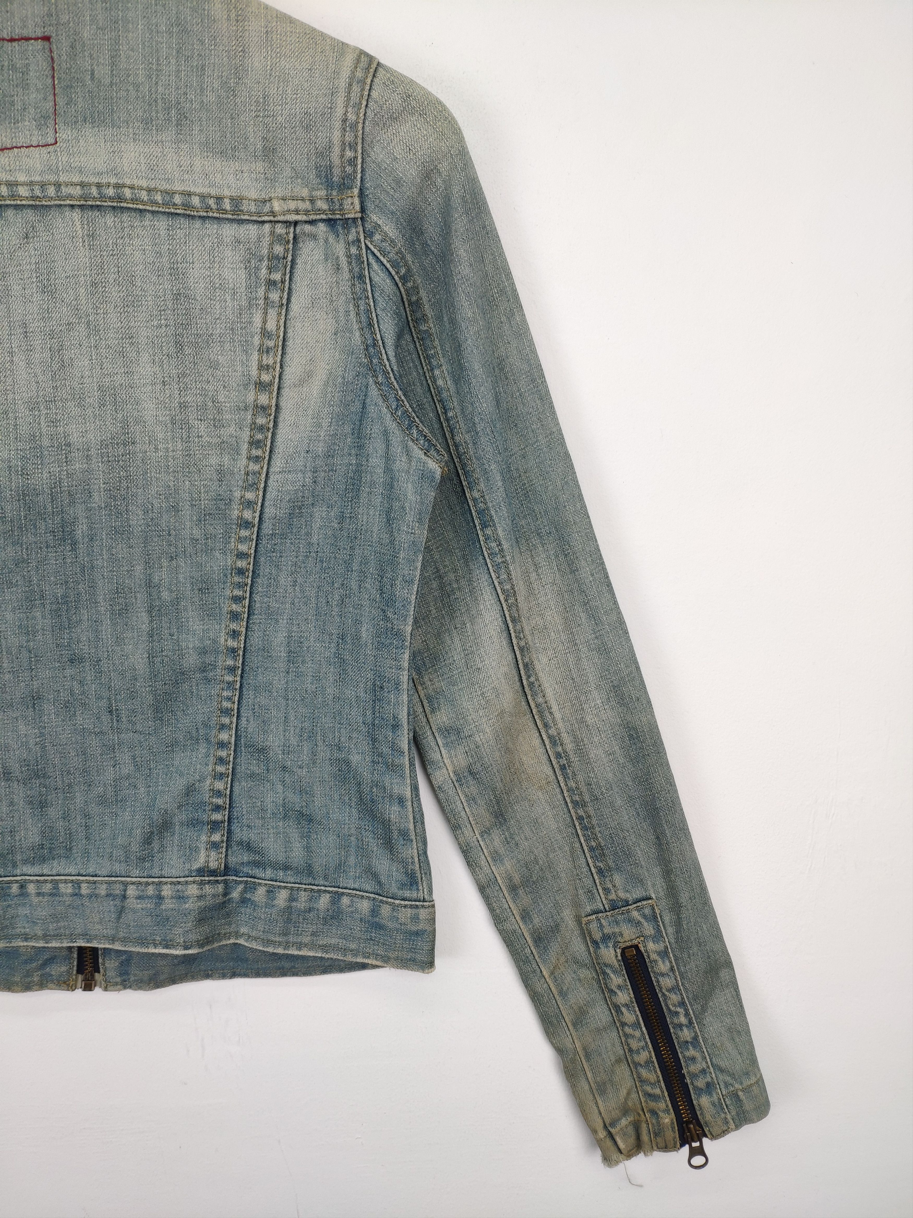 Japanese Brand × Vintage Vintage 1990s Denim Jacket Cropped Motorcycle Style Size S / US 4 / IT 40 - 17 Thumbnail