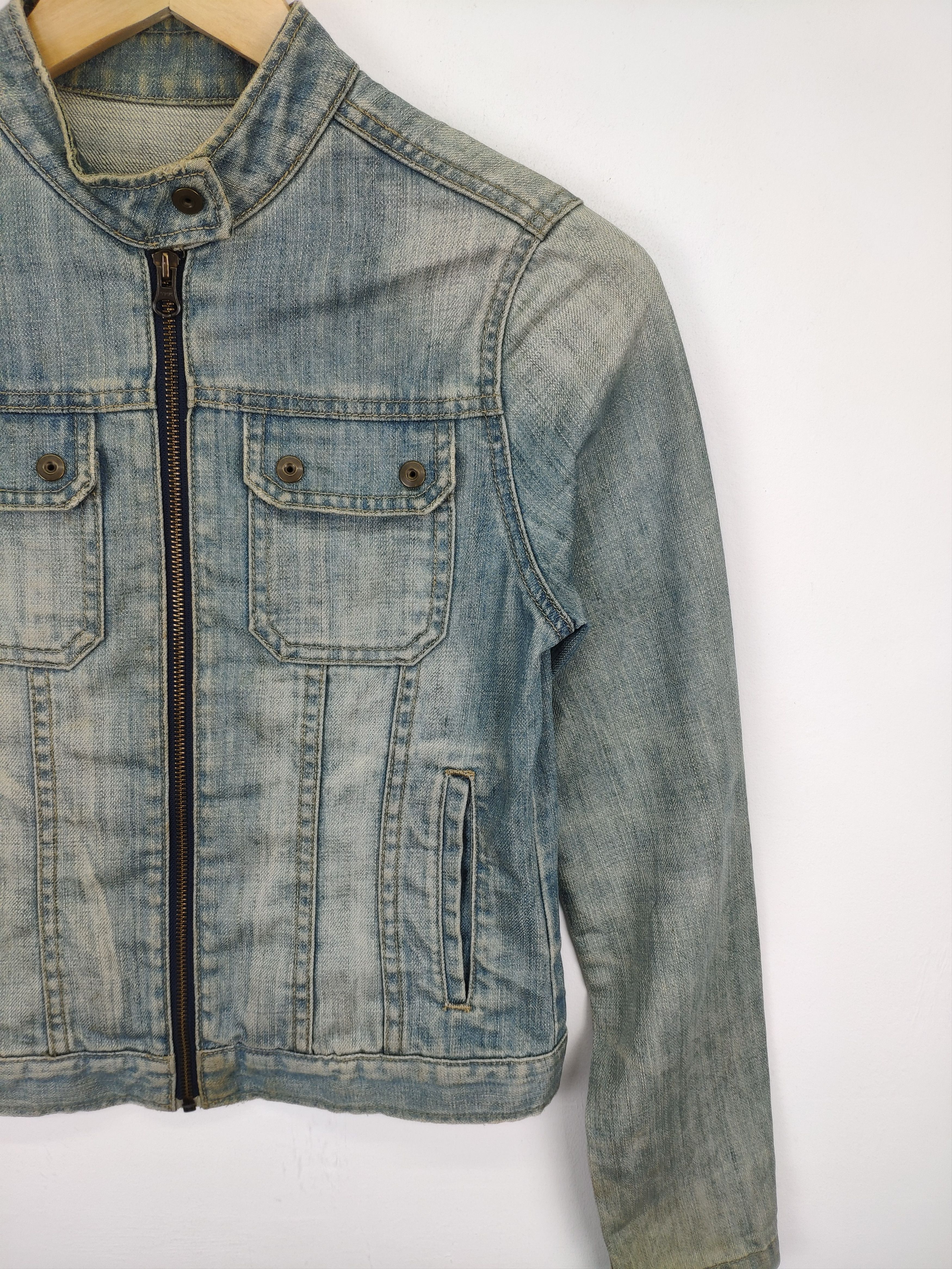 Japanese Brand × Vintage Vintage 1990s Denim Jacket Cropped Motorcycle Style Size S / US 4 / IT 40 - 13 Thumbnail