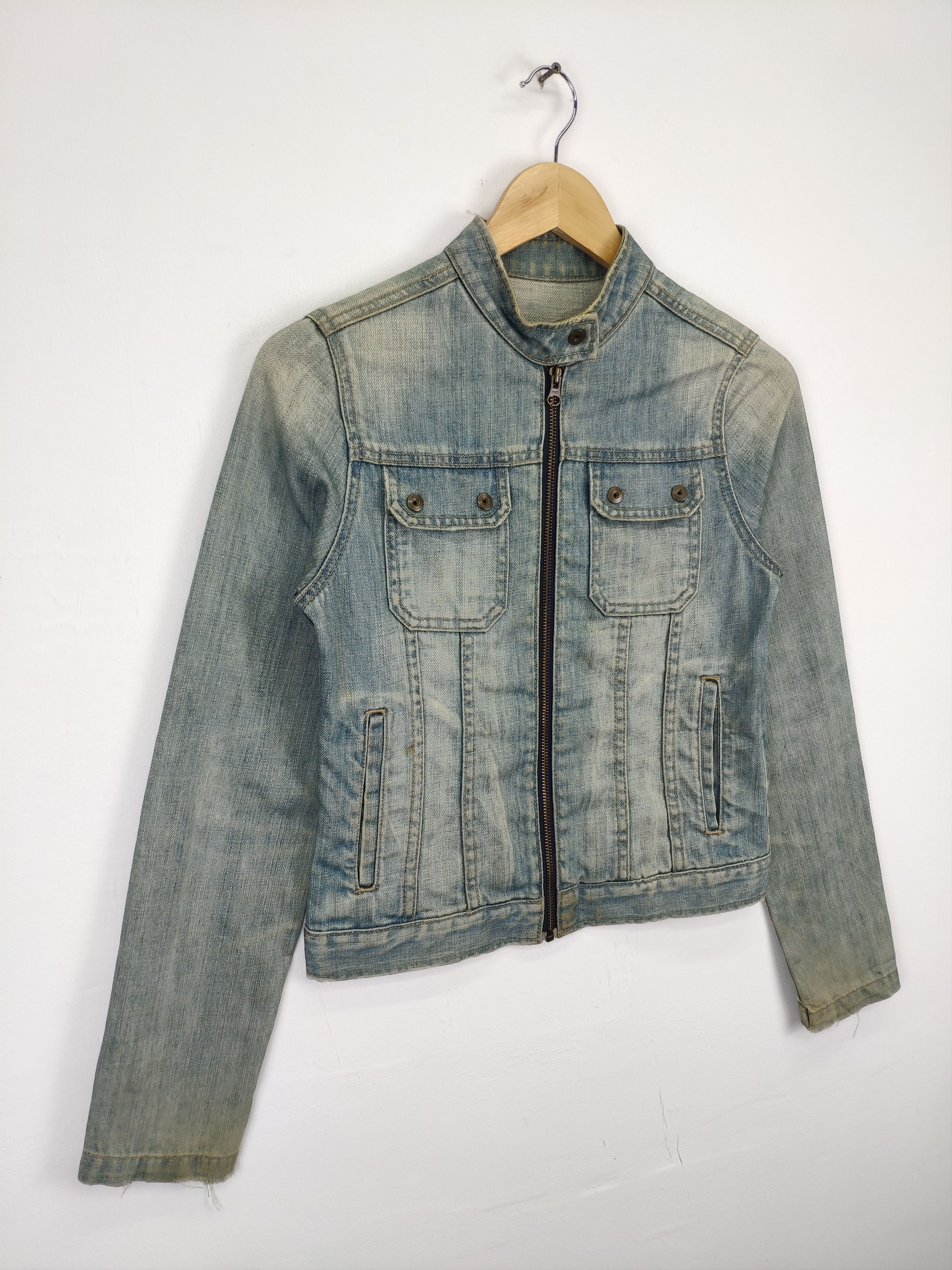Japanese Brand × Vintage Vintage 1990s Denim Jacket Cropped Motorcycle Style Size S / US 4 / IT 40 - 8 Thumbnail