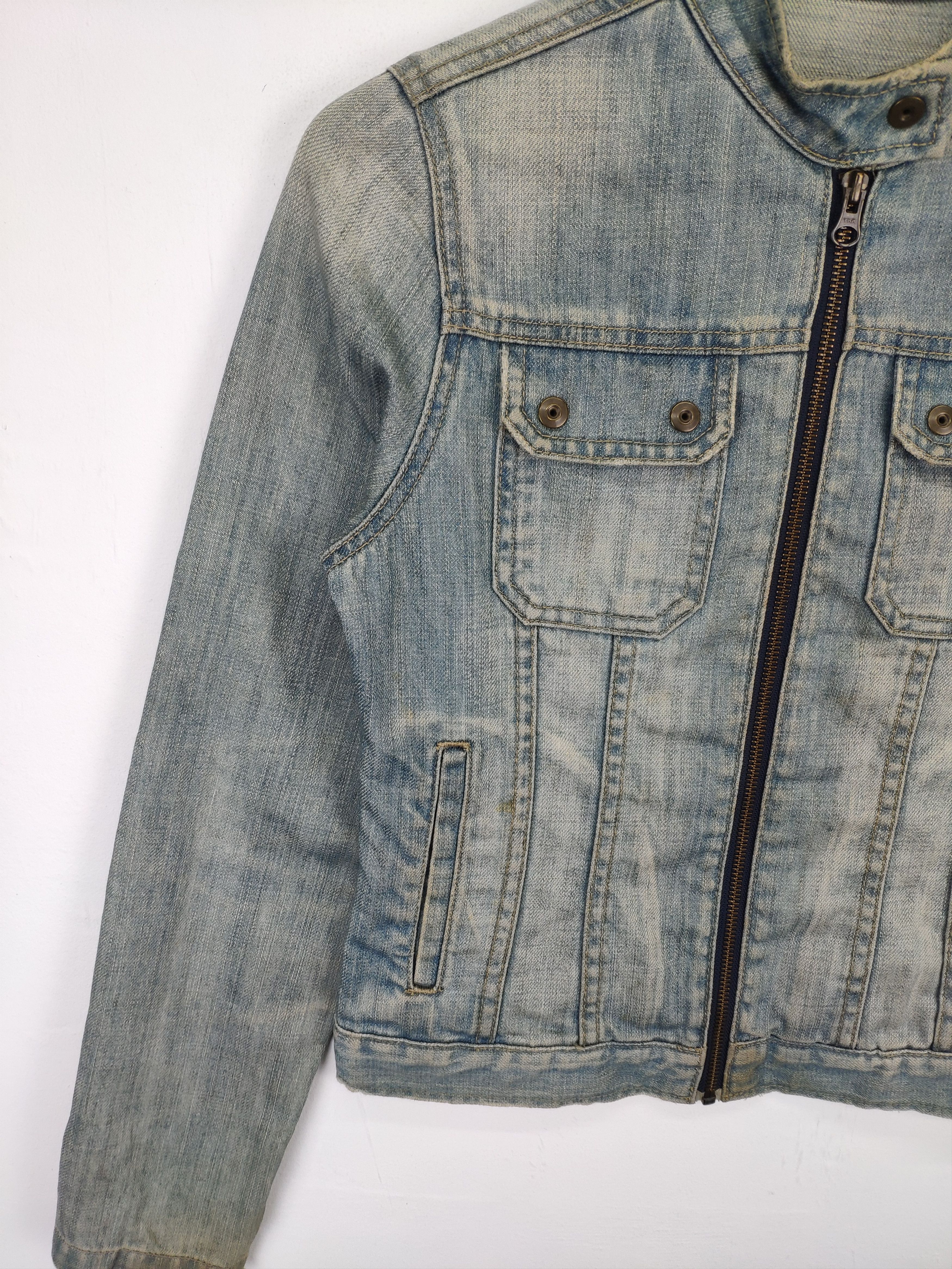 Japanese Brand × Vintage Vintage 1990s Denim Jacket Cropped Motorcycle Style Size S / US 4 / IT 40 - 14 Thumbnail