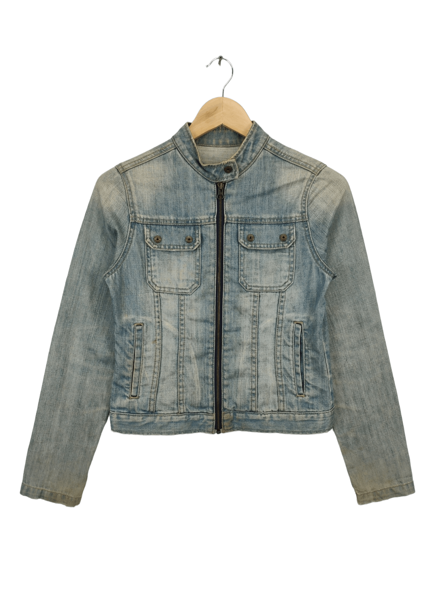 Japanese Brand × Vintage Vintage 1990s Denim Jacket Cropped Motorcycle Style Size S / US 4 / IT 40 - 1 Thumbnail