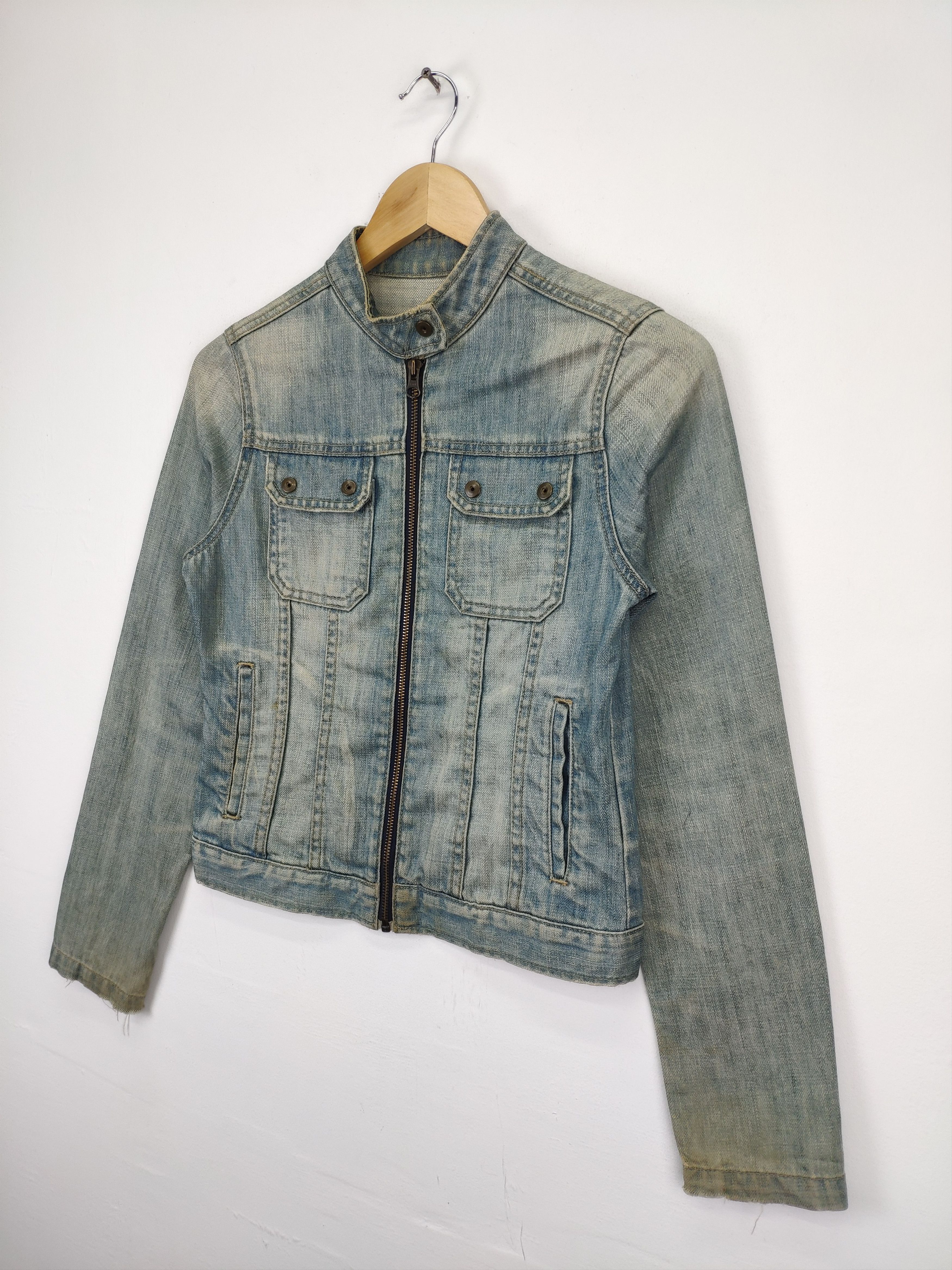 Japanese Brand × Vintage Vintage 1990s Denim Jacket Cropped Motorcycle Style Size S / US 4 / IT 40 - 7 Thumbnail