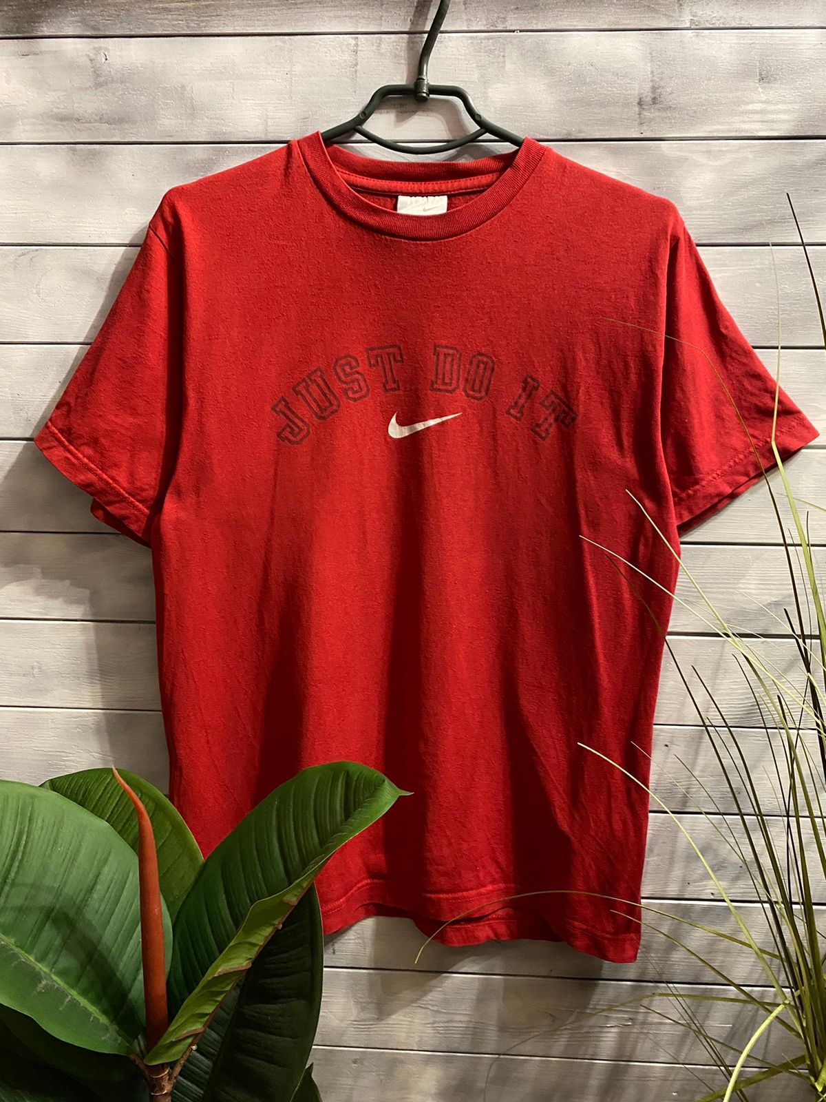 Pre-owned Nike X Vintage T-shirt Centr Logo. Y2k Style. Drill Swoosh In Red