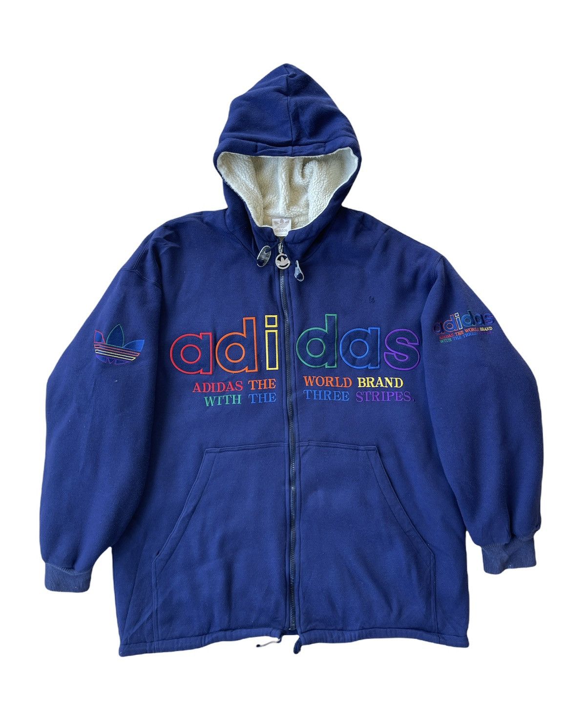 Vintage Adidas Embroidered Multicolor Hoodie