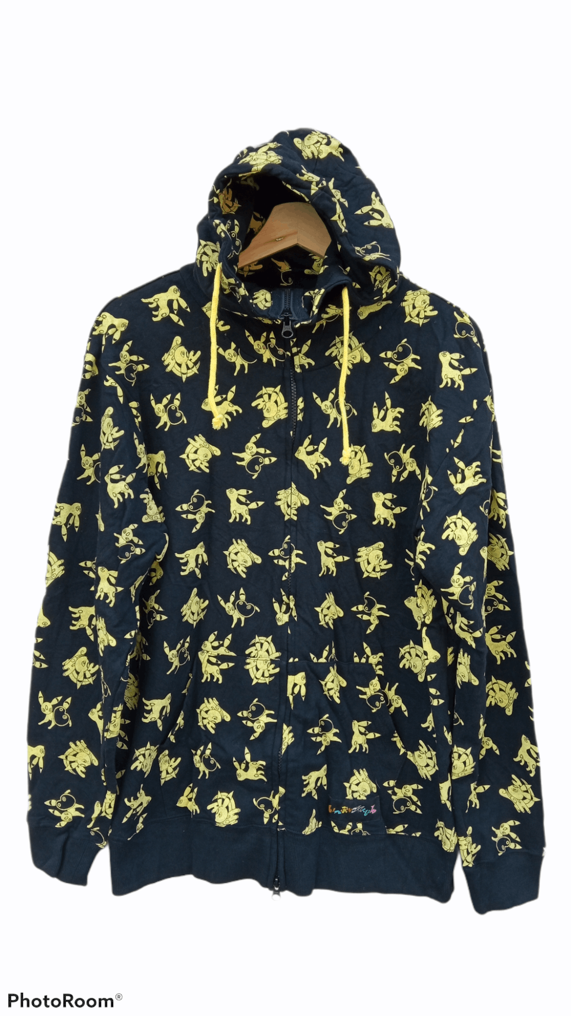 image of Cartoon Network x Nintendo Pokemon Nintendo Game Freak Full Print Hoodie Jacket in Black (Size Larg