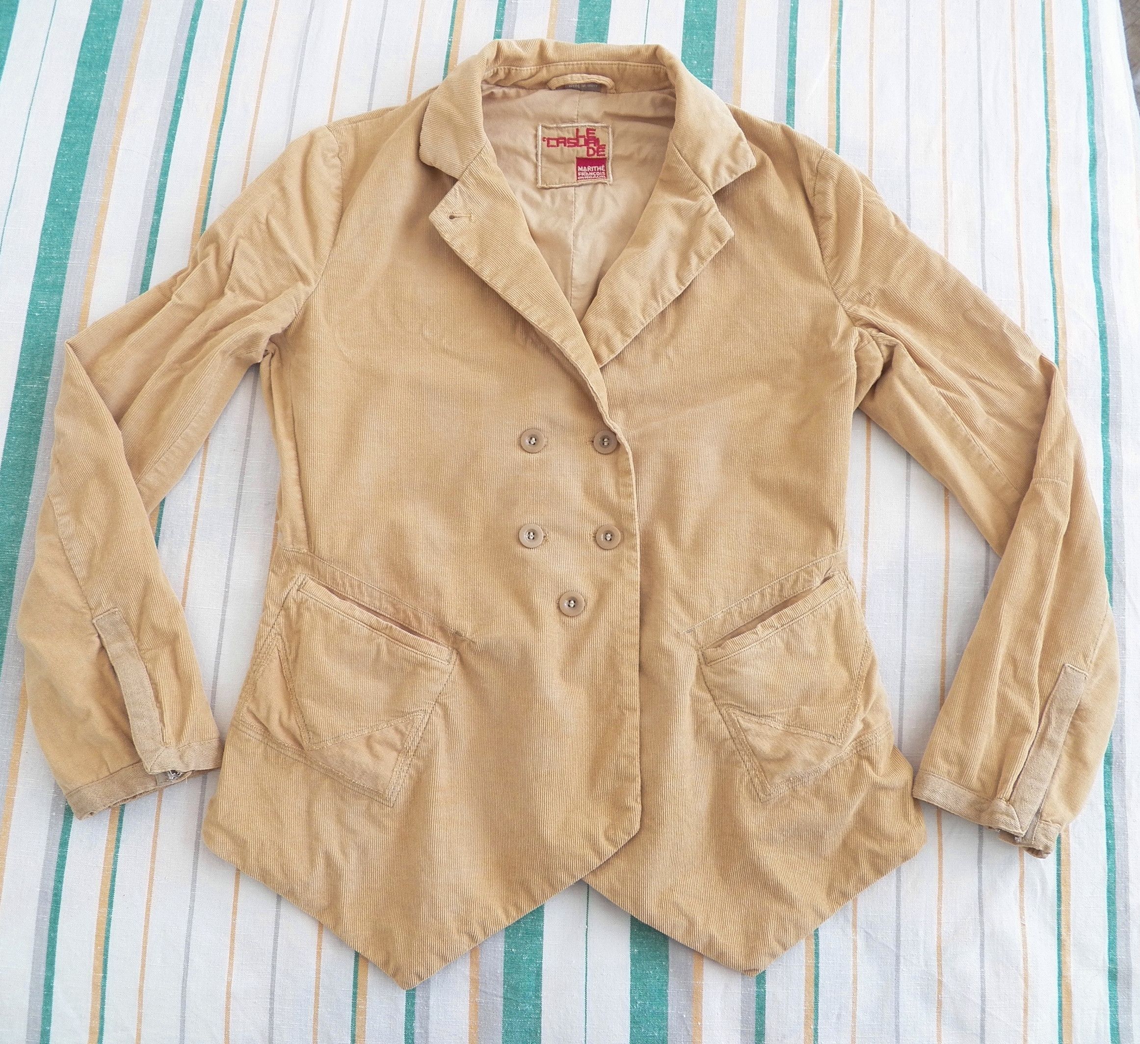 Marithe + Francois Girbaud MFG Washed Sand Cord Cotton DB Blazer Jacket Size S Size S / US 4 / IT 40 - 1 Thumbnail