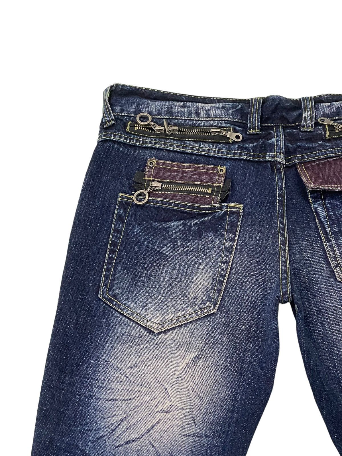 Japanese Brand Flare Jeans Semantic Design Acid Wash Clawmark Boot Cut 4🟦8 Size US 34 / EU 50 - 8 Thumbnail