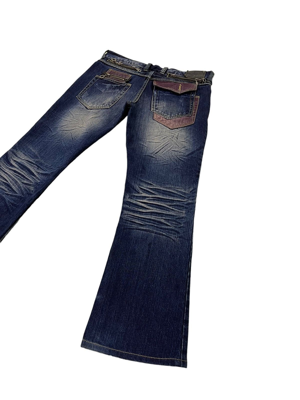 Japanese Brand Flare Jeans Semantic Design Acid Wash Clawmark Boot Cut 4🟦8 Size US 34 / EU 50 - 3 Thumbnail