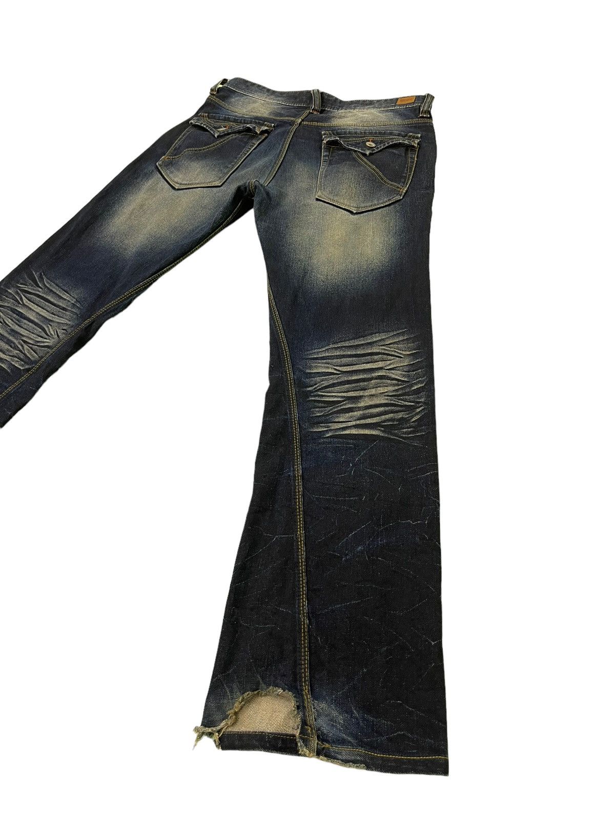 Japanese Brand Flare Jeans Nicole Club Distress Denim Acid Wash Stretch 6🟦 Size US 32 / EU 48 - 14 Thumbnail